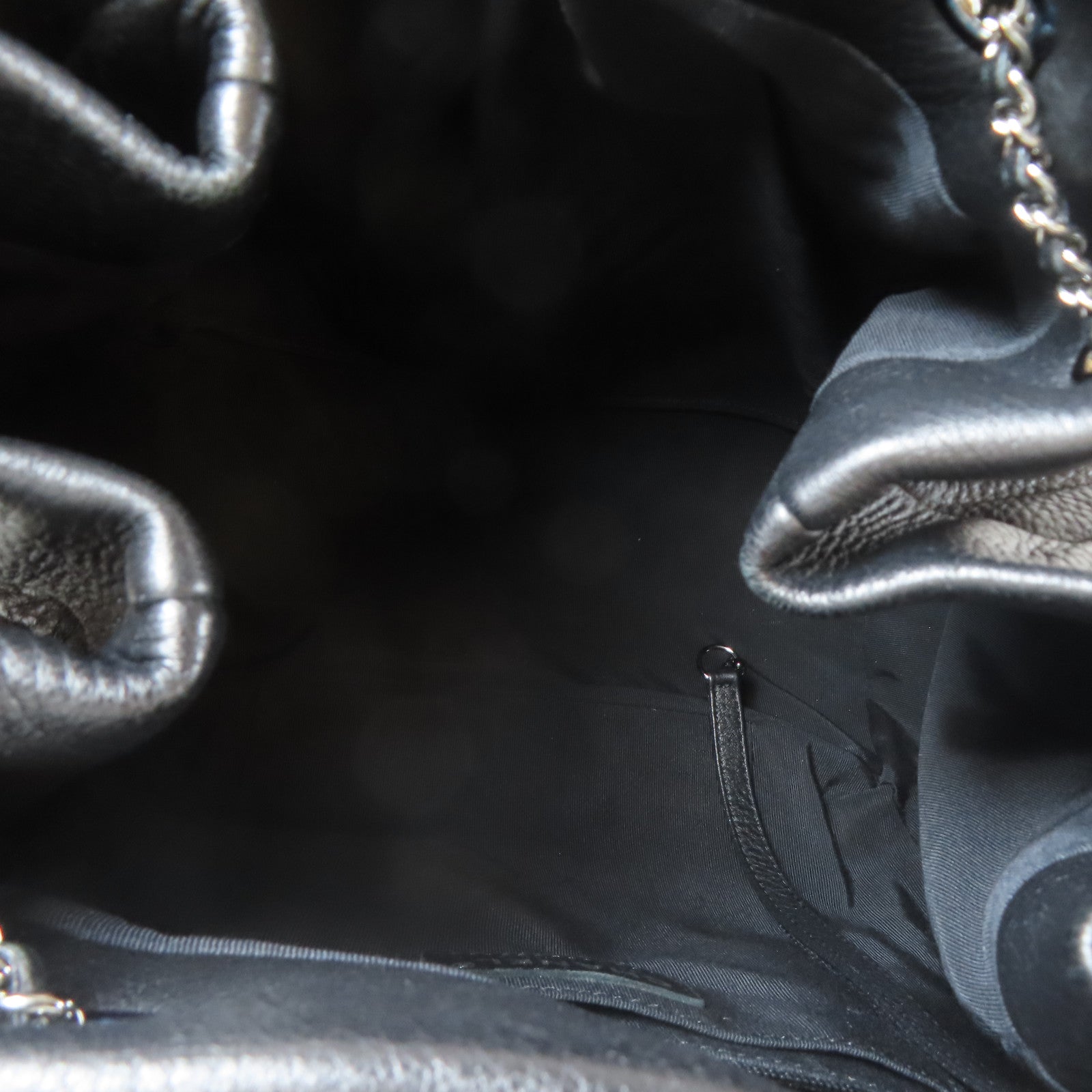CHANEL 【激減優惠】斜紋牛皮皮革Chain Shoulder銀扣手挽肩背兩用袋黑色