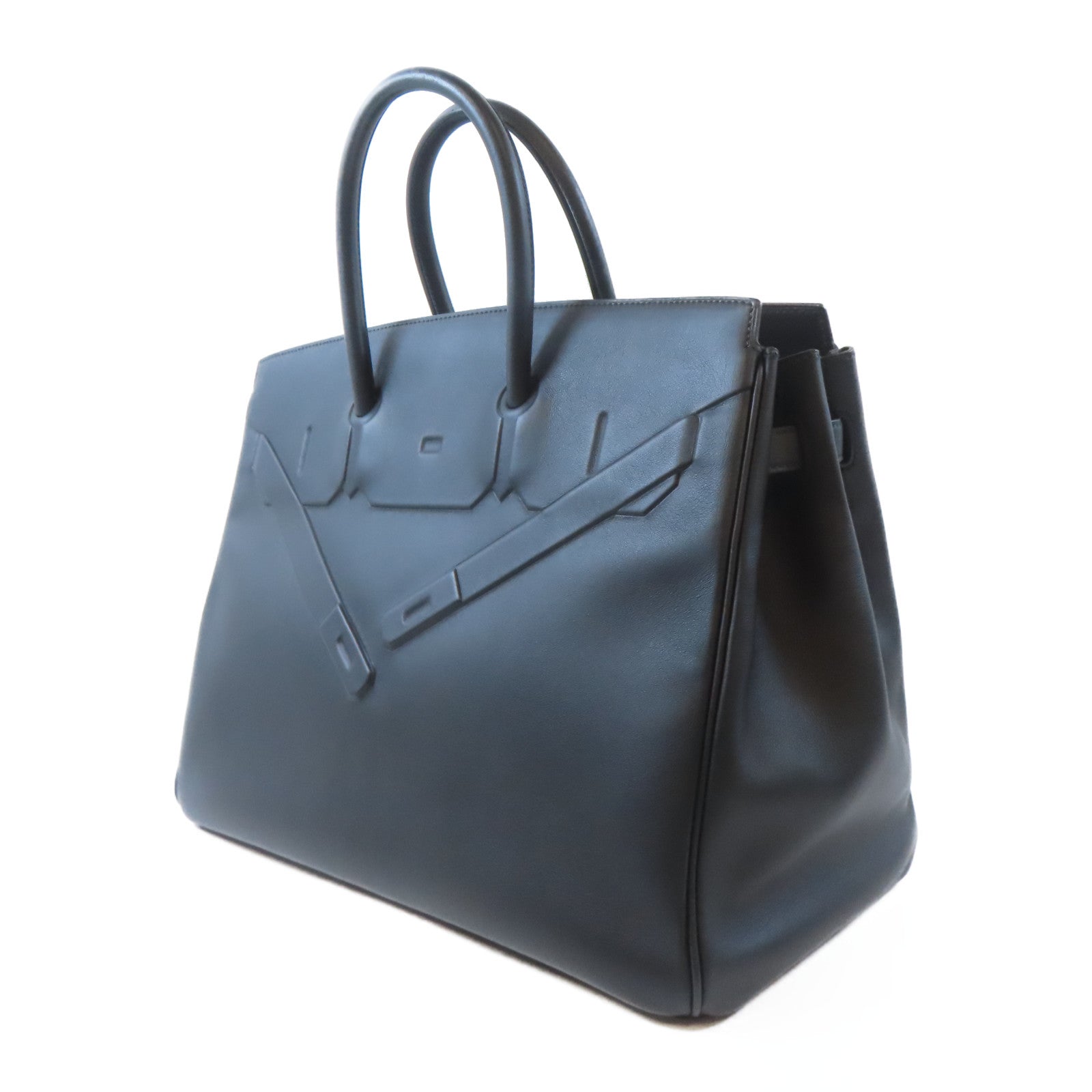 HERMES 【激減優惠】Swift皮革Birkin 35銀扣手挽袋黑色