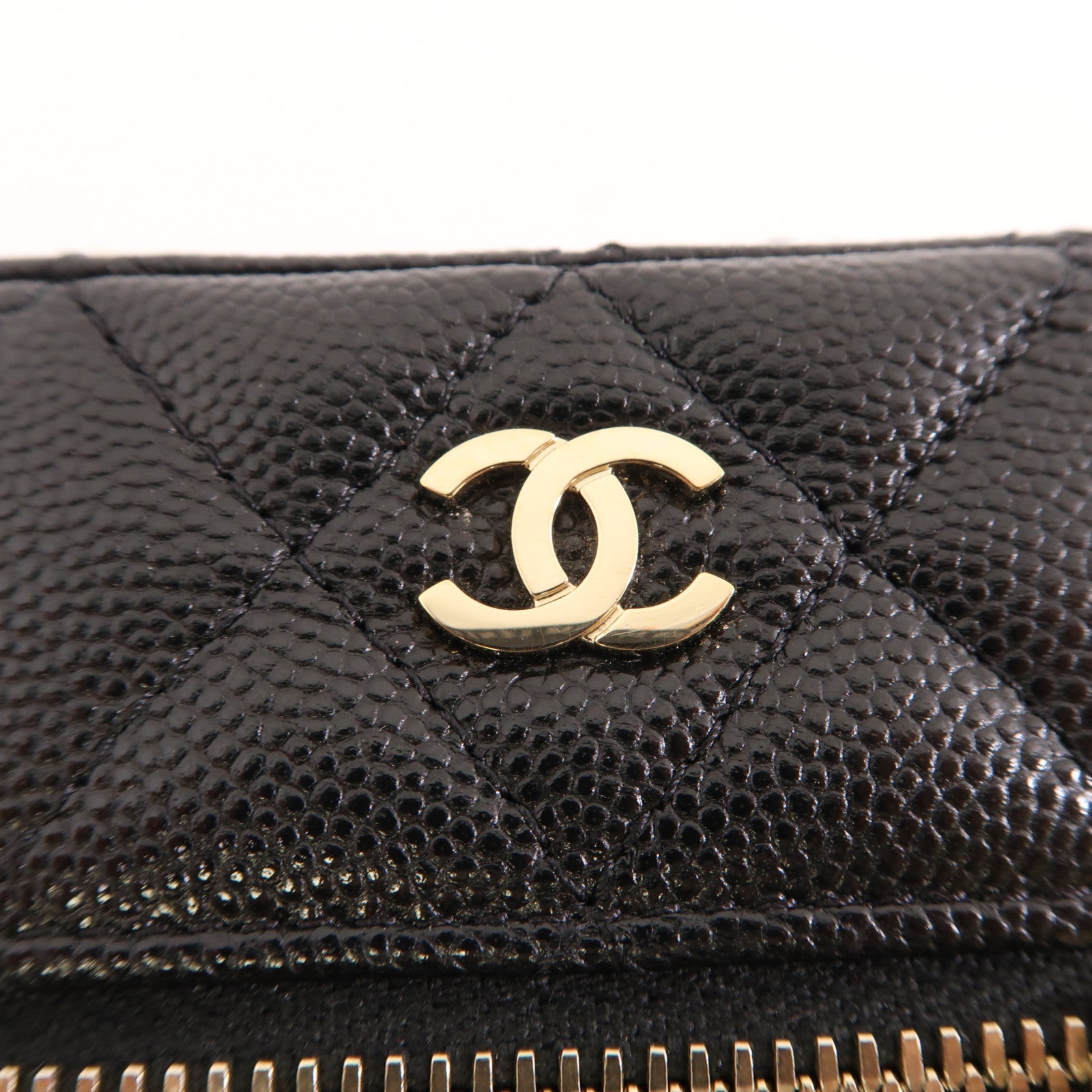 CHANEL 菱格牛皮皮革Chain Shoulder Bag金扣鏈帶肩背袋黑色