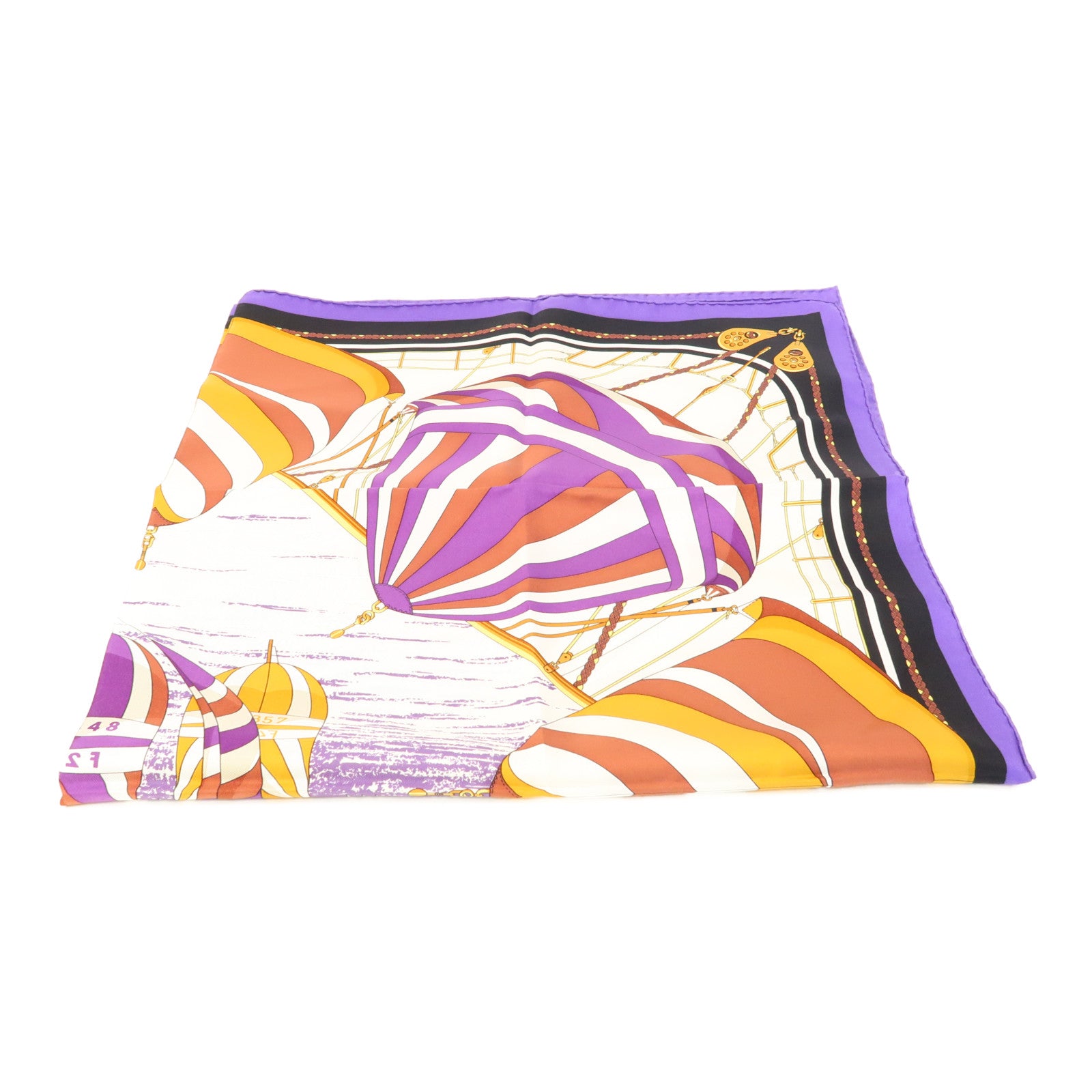 HERMES 絲質Scarf 90x90絲巾紫色/黑色