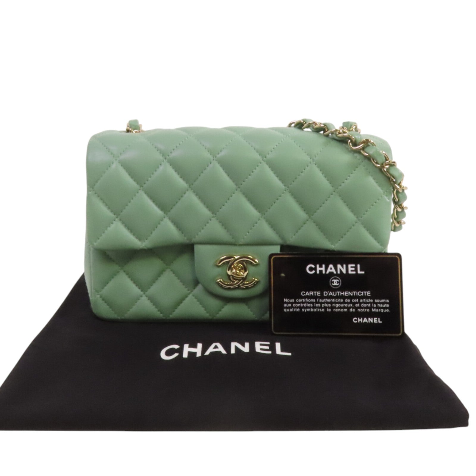 CHANEL 羊皮皮革Mini Classic 20金扣鏈帶肩背袋