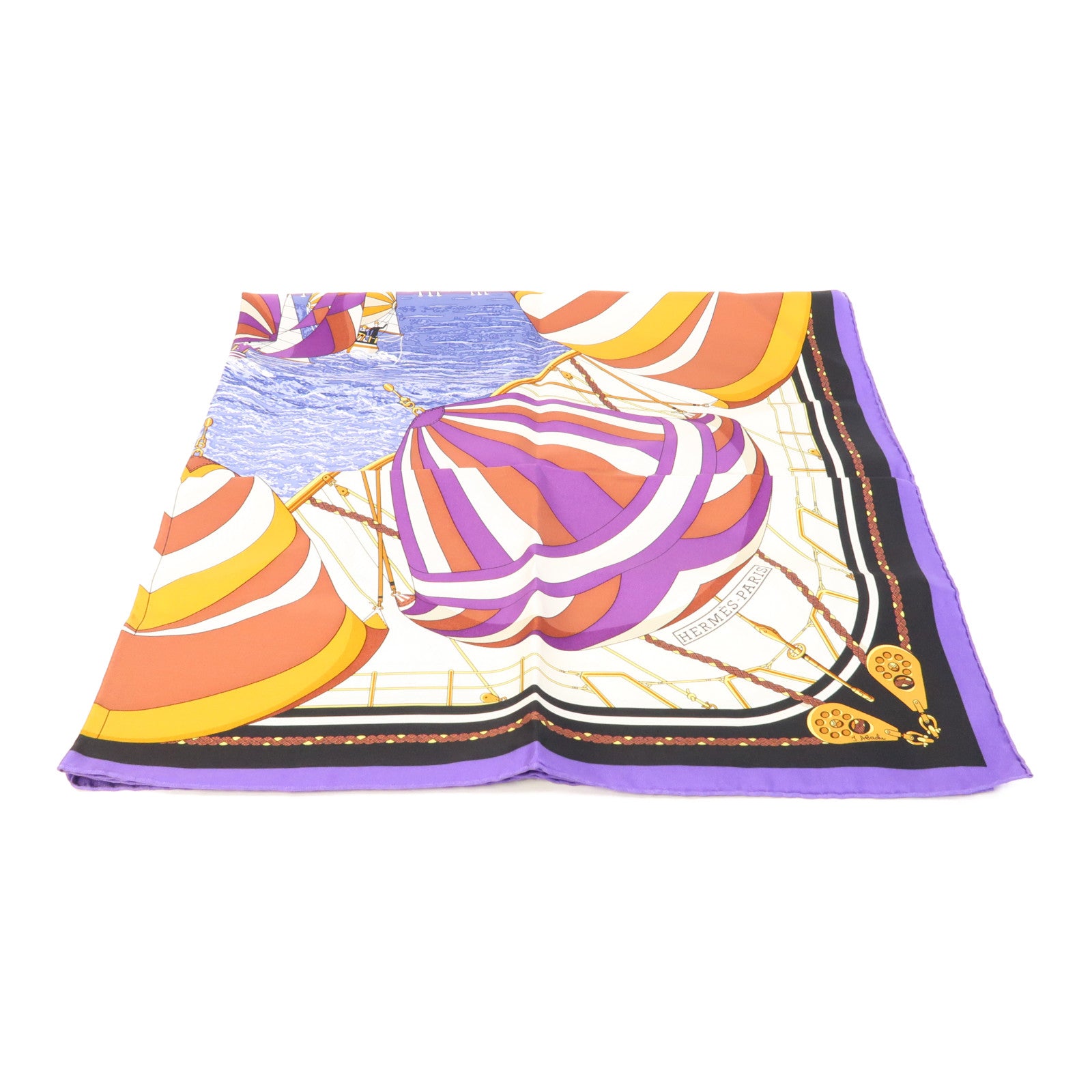 HERMES 絲質Scarf 90x90絲巾紫色/黑色