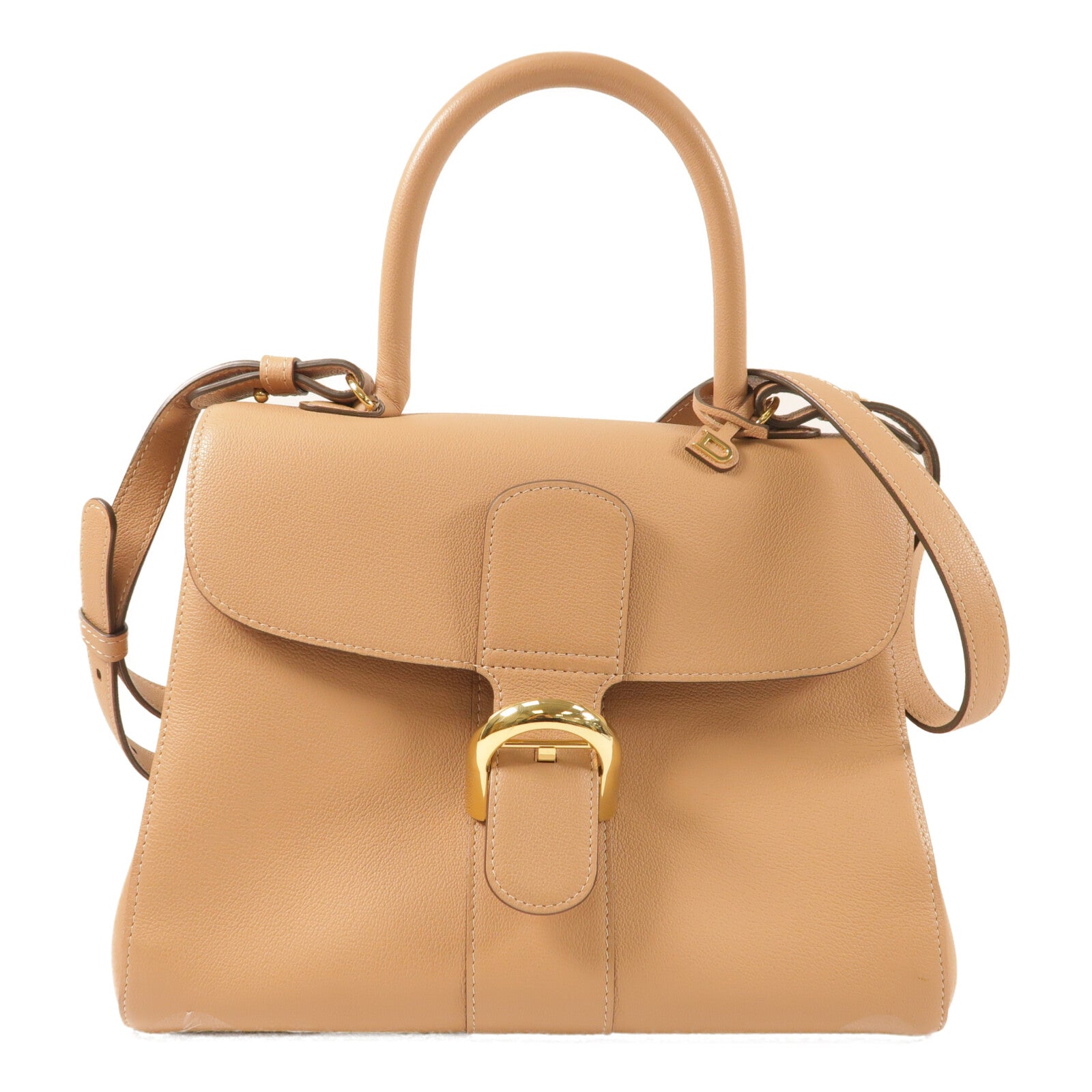 Delvaux 牛皮皮革Billant MM金扣手挽肩背兩用袋