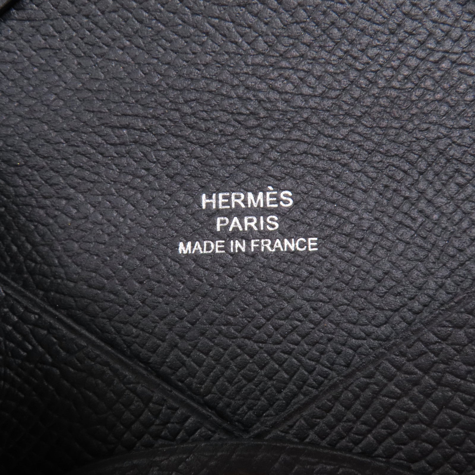 HERMES Epsom皮革Calvi銀扣零錢包Noir