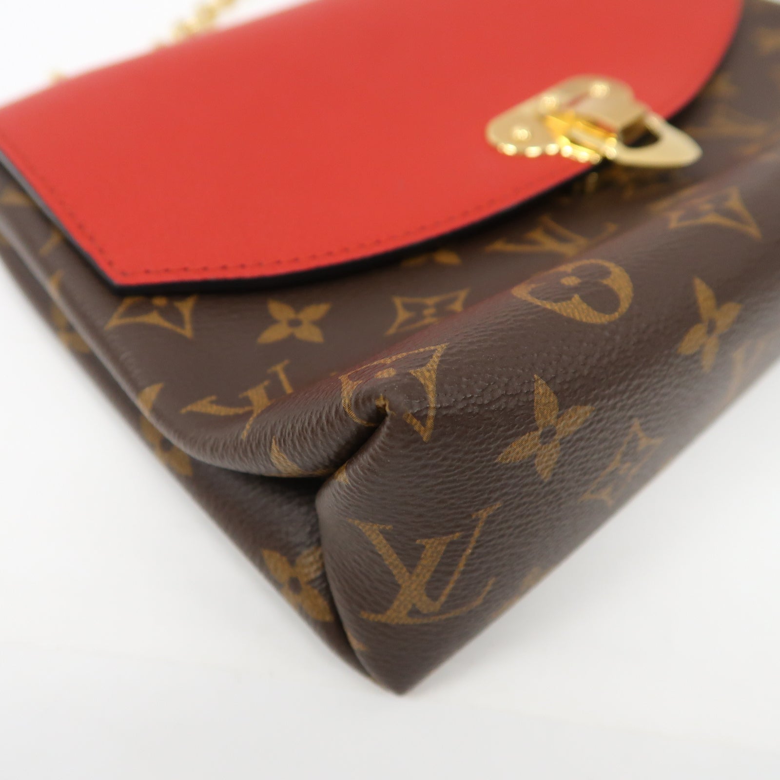 LOUIS VUITTON Monogram Saint Placide金扣鏈帶肩背袋啡色/紅色
