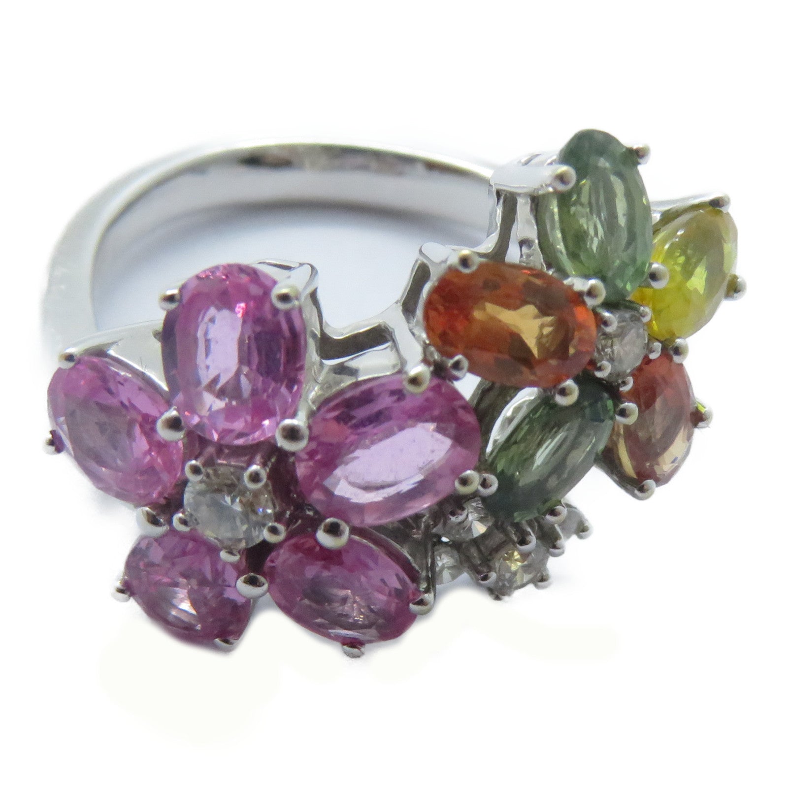 JEWELRY 18K白金Sapphire Ring 5.9g寶石戒指銀色/多色US#6