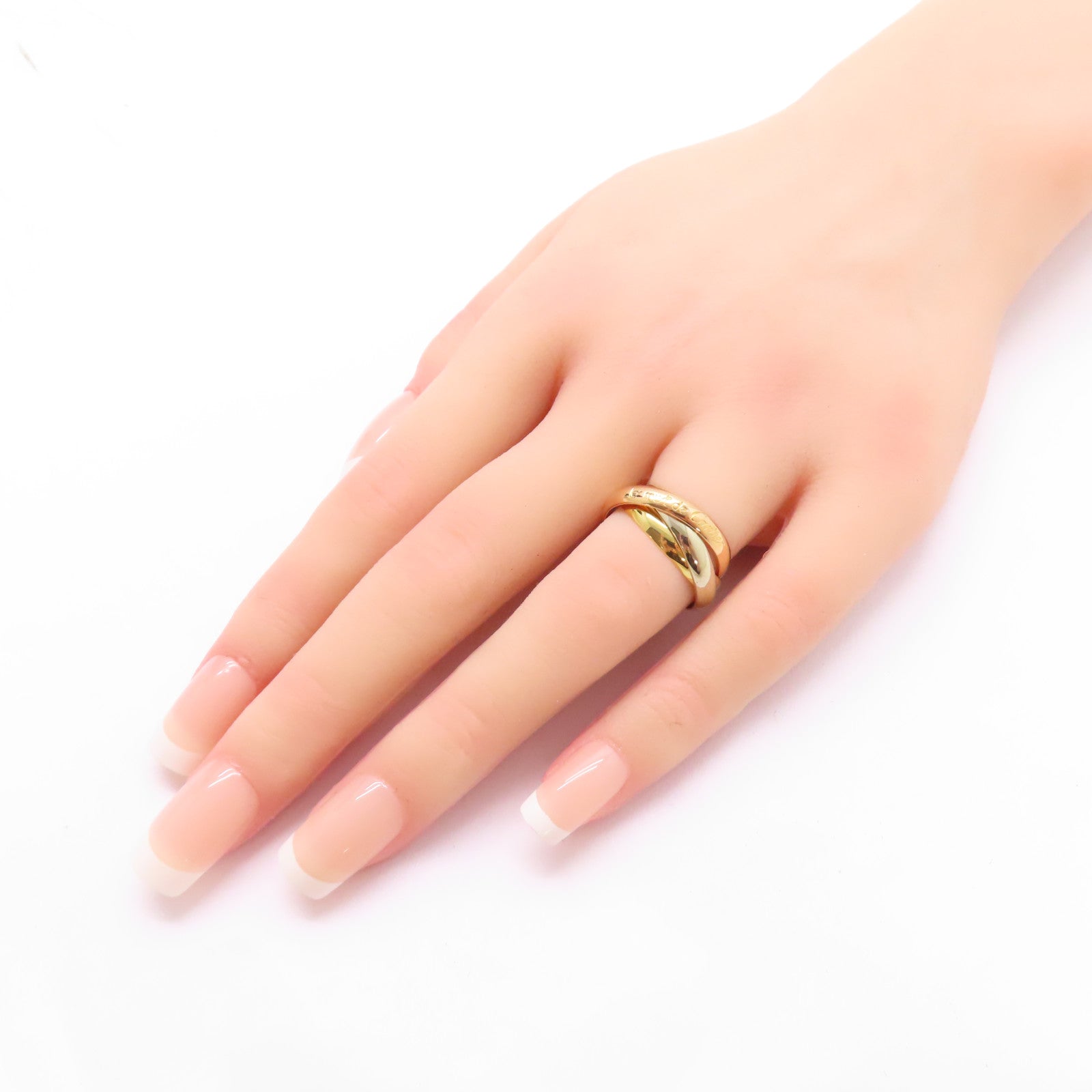 CARTIER 18K黃金/白金/玫瑰金Trinity Ring戒指US#6.25/Cartier#53