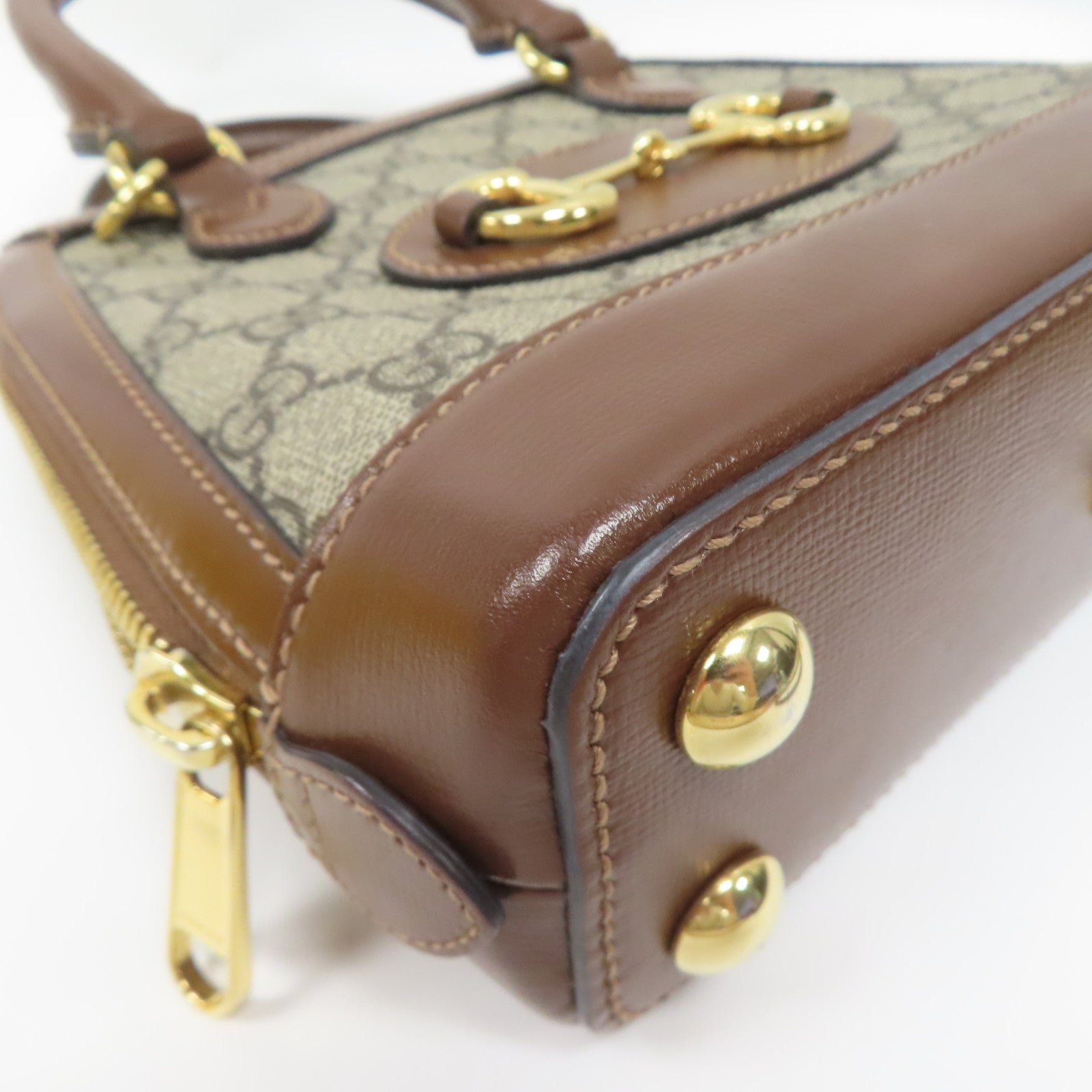 GUCCI 塗層帆布Supreme 1955金扣手挽肩背兩用袋啡色