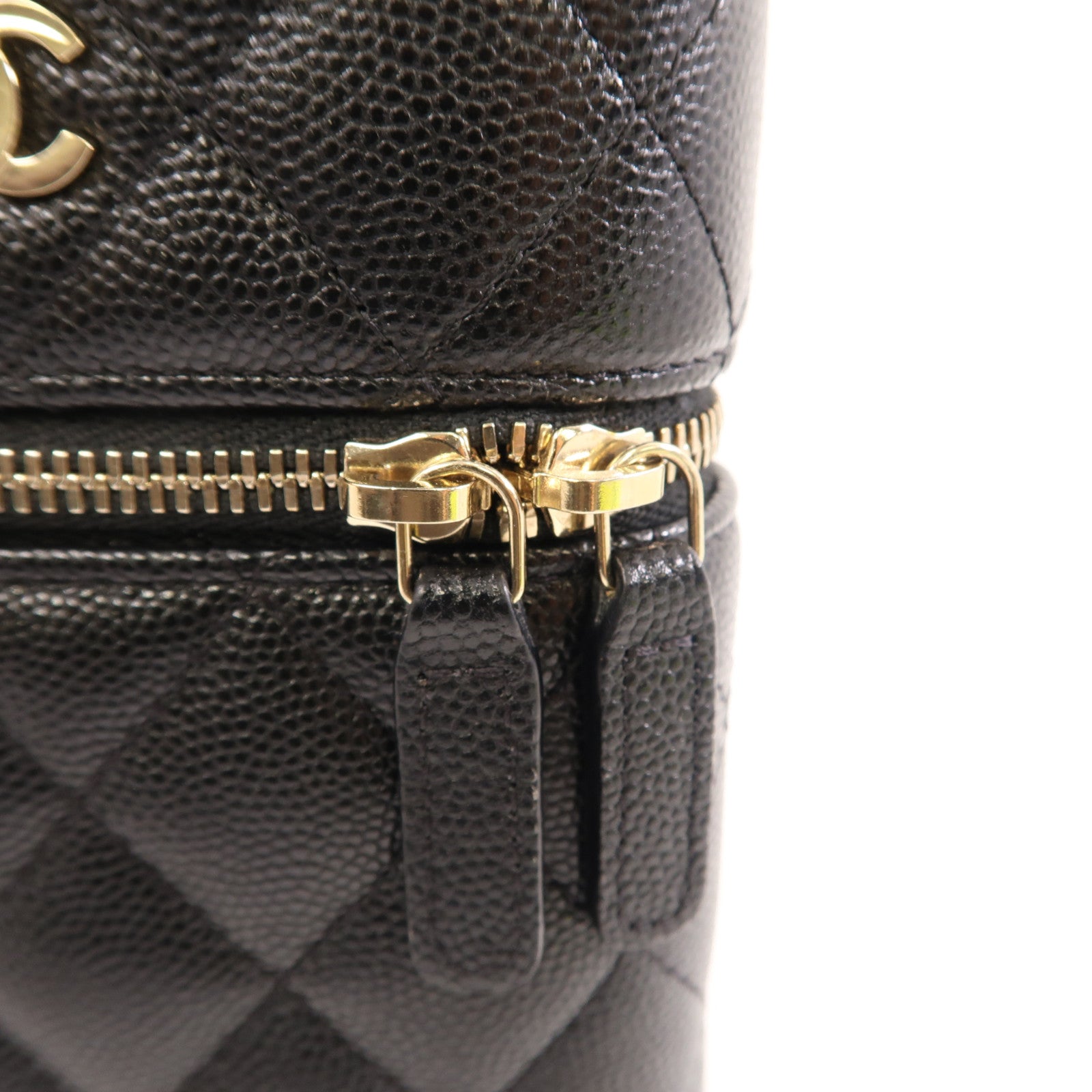 CHANEL 菱格牛皮皮革Chain Shoulder Bag金扣鏈帶肩背袋黑色