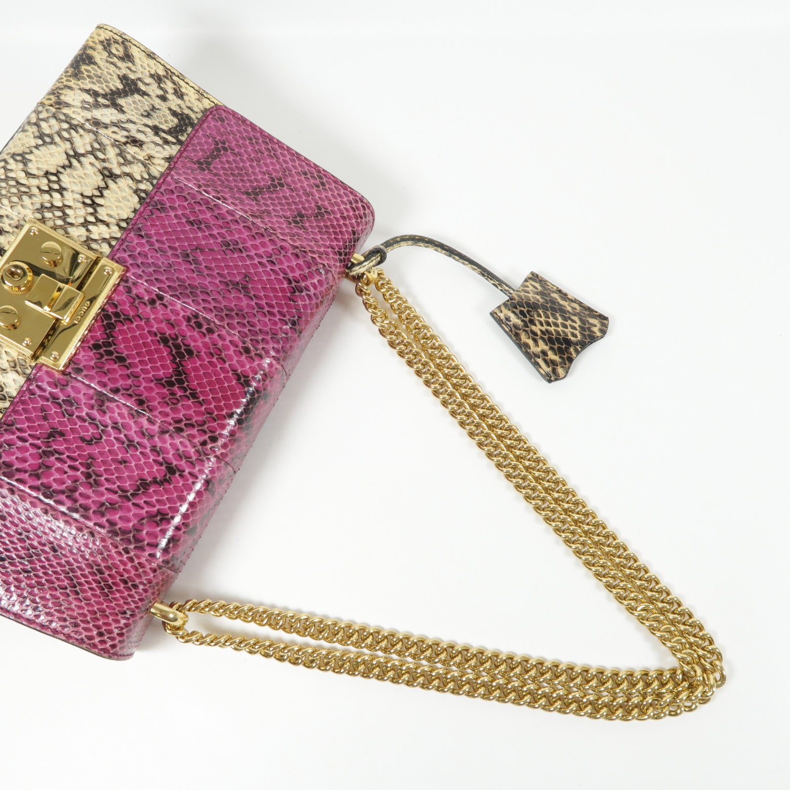 GUCCI 蛇皮皮革Padlock Shoulder Bag金扣肩背袋