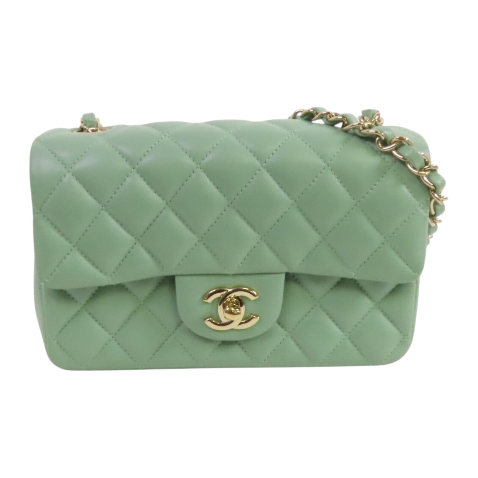 CHANEL 羊皮皮革Mini Classic 20金扣鏈帶肩背袋