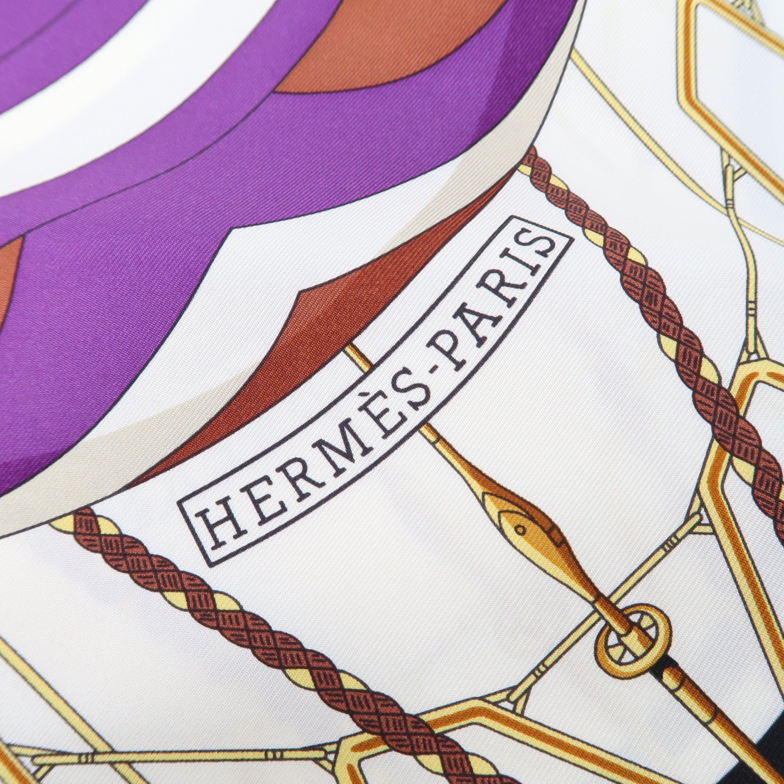 HERMES 絲質Scarf 90x90絲巾紫色/黑色