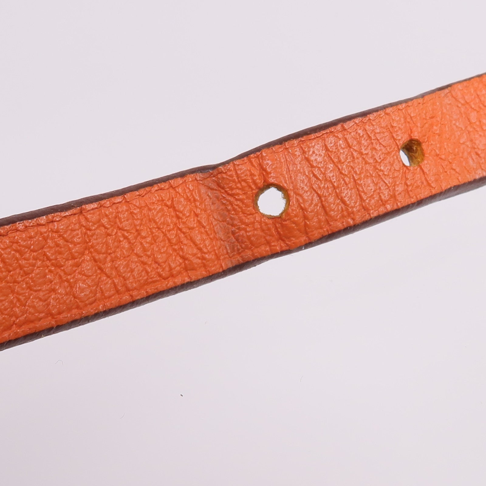 HERMES Swift皮革Behapi Double Tour Bracelet銀扣手帶Orange/Gold