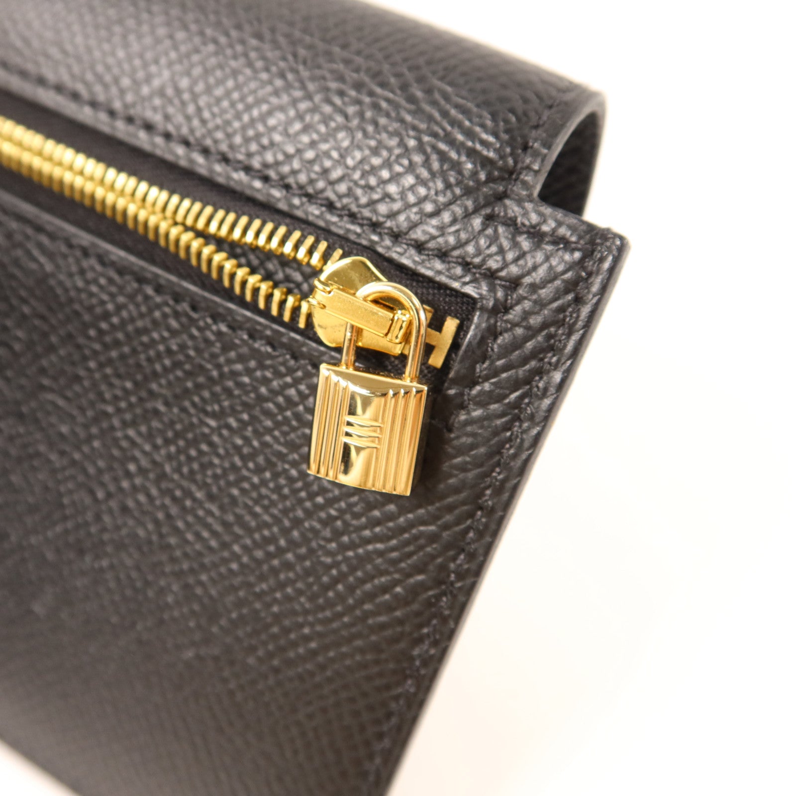 HERMES Epsom皮革Kelly Pocket Wallet金扣錢包Noir