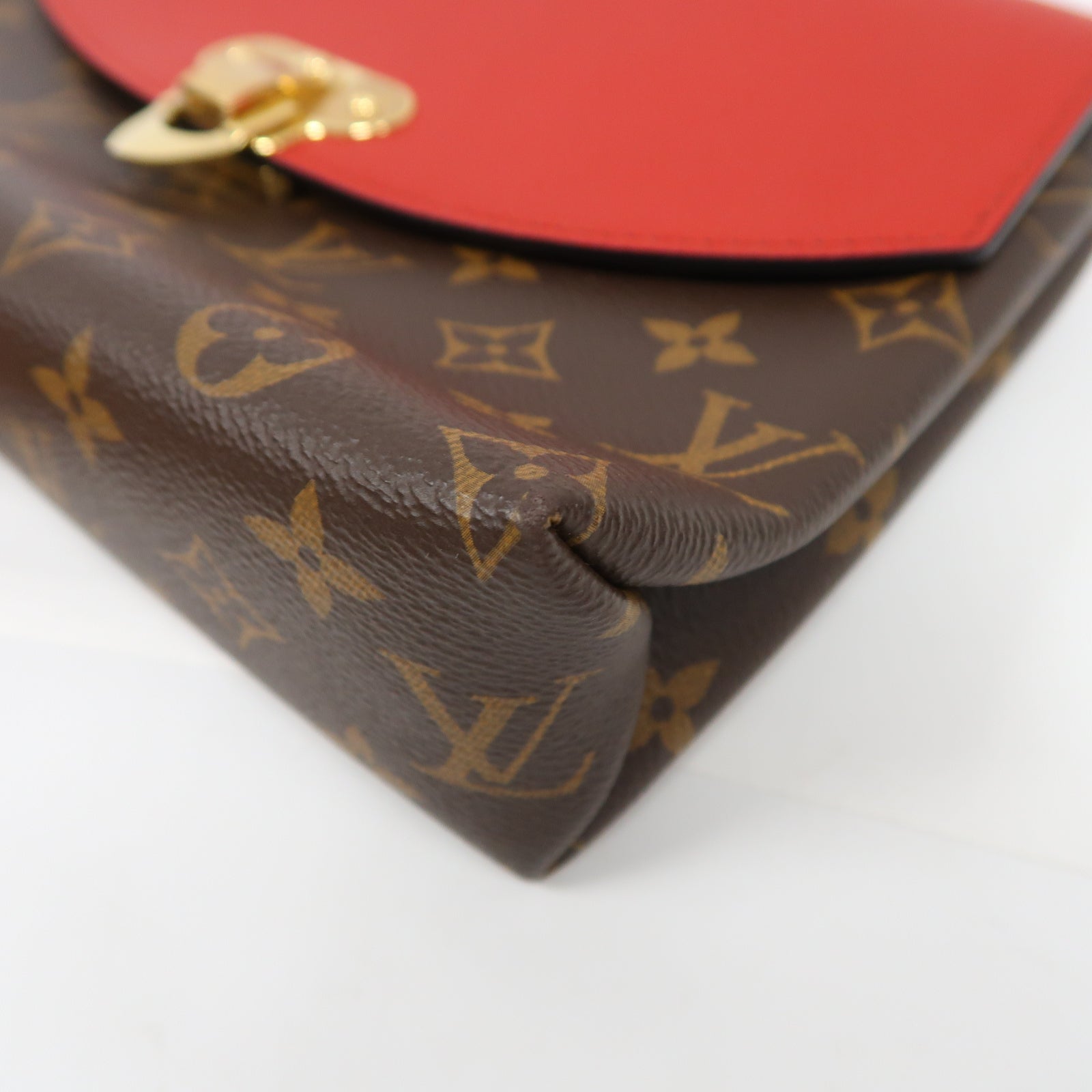 LOUIS VUITTON Monogram Saint Placide金扣鏈帶肩背袋啡色/紅色