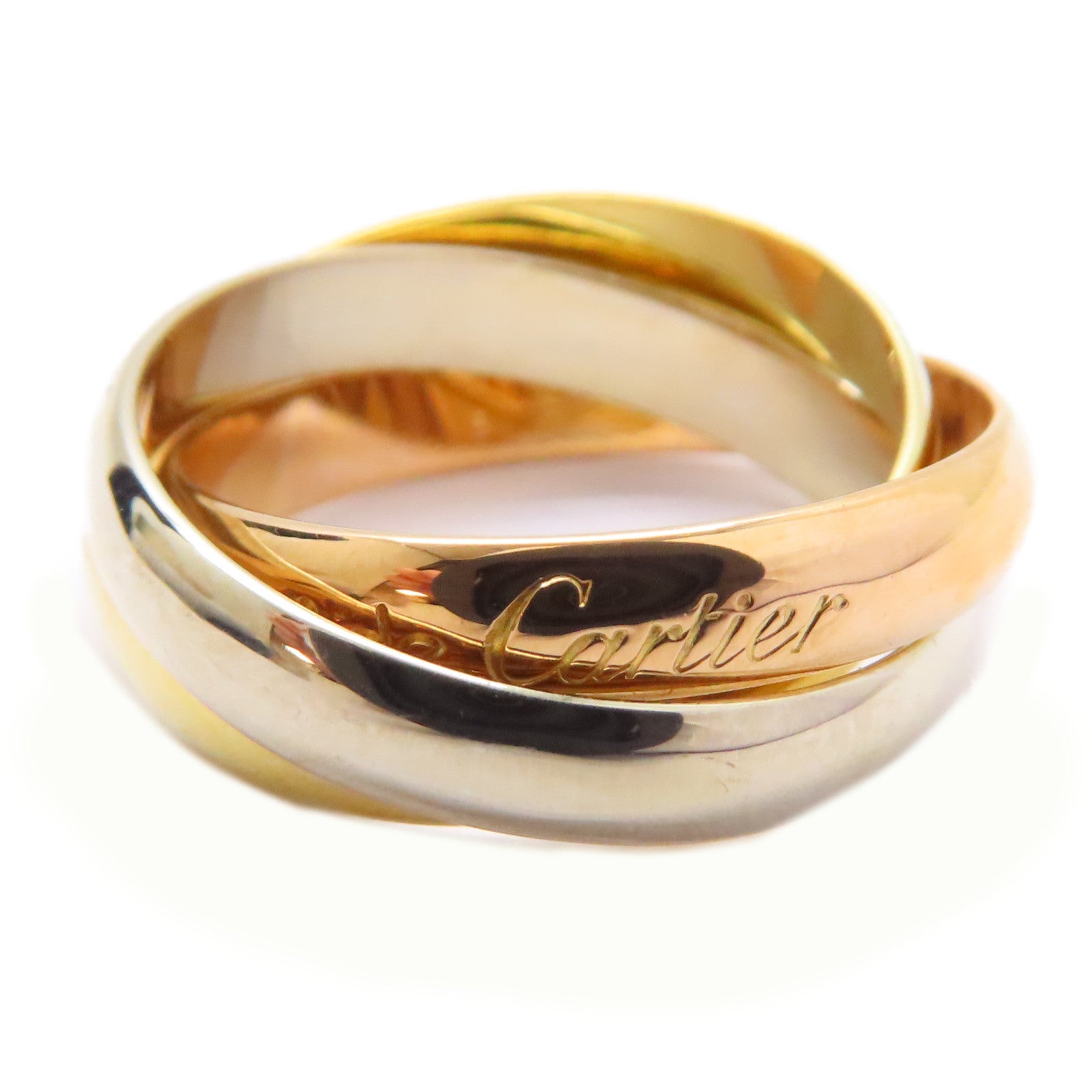 CARTIER 18K黃金/白金/玫瑰金Trinity Ring戒指US#5.75/Cartier#51