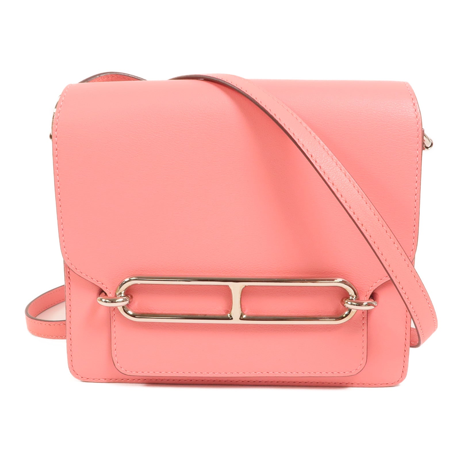 HERMES Evercolor皮革Mini Roulis銀扣肩背袋