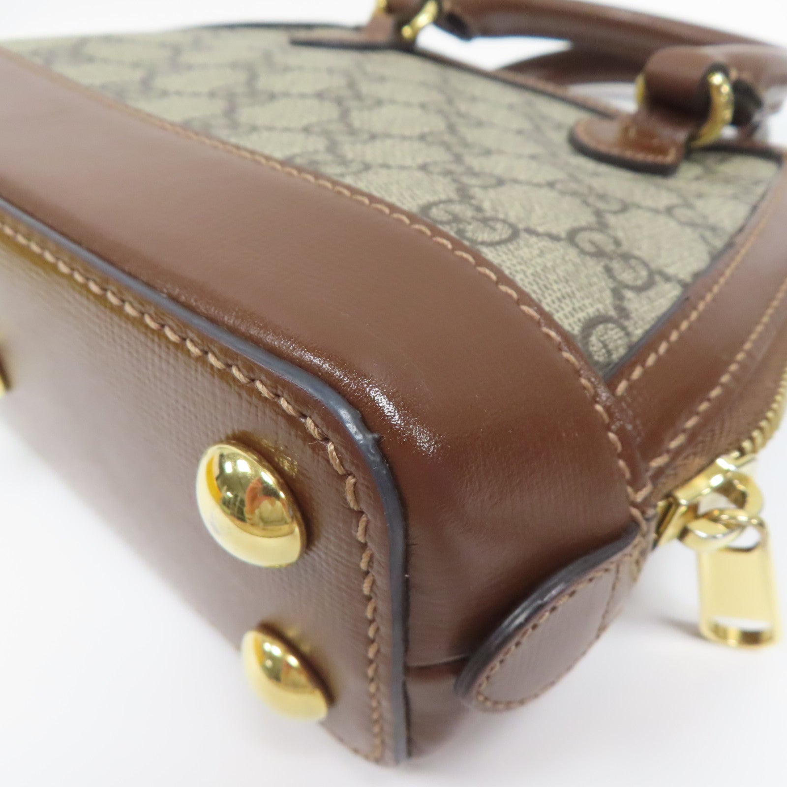 GUCCI 塗層帆布Supreme 1955金扣手挽肩背兩用袋啡色