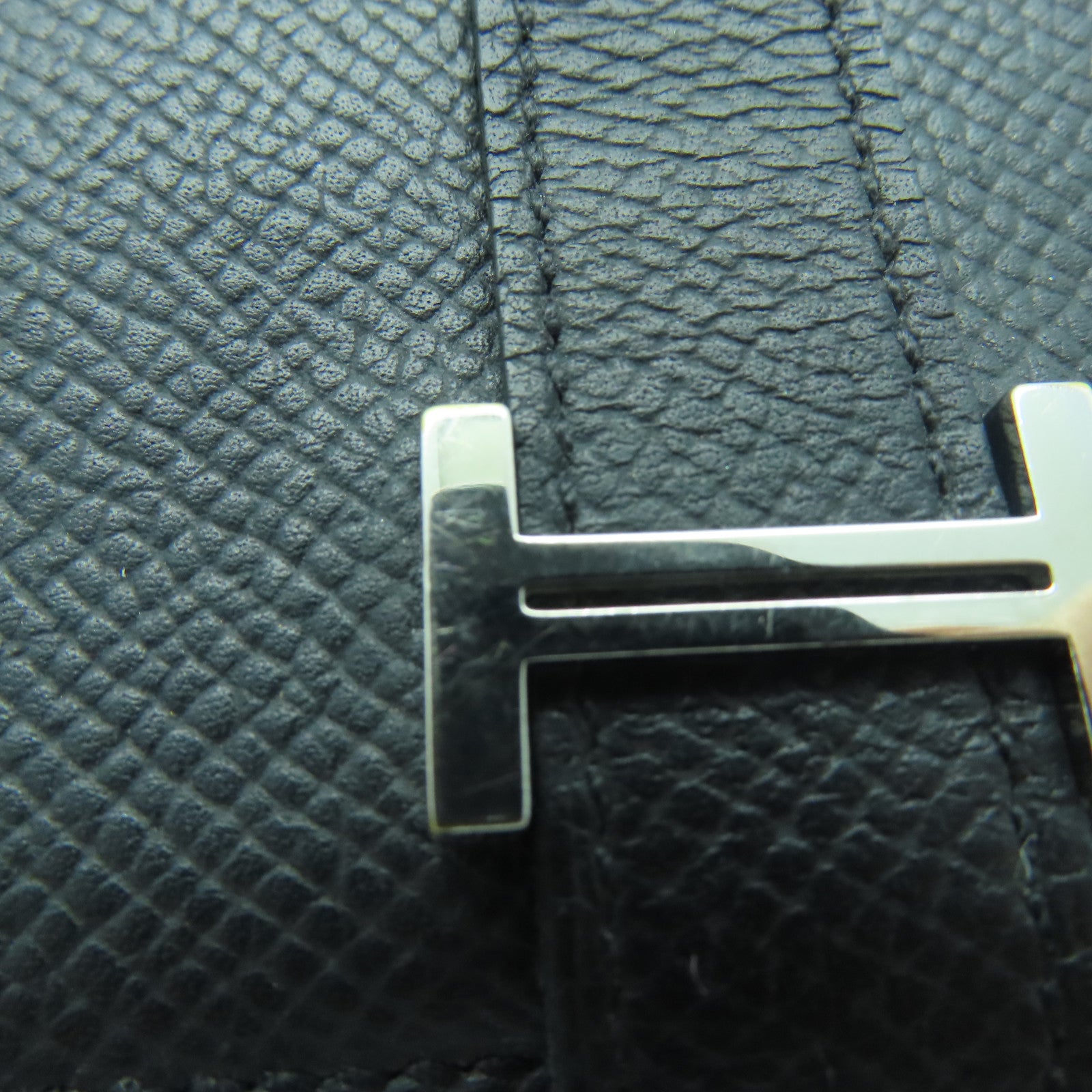 HERMES Epsom皮革Bearn W Snap銀扣長錢包Noir/黑色