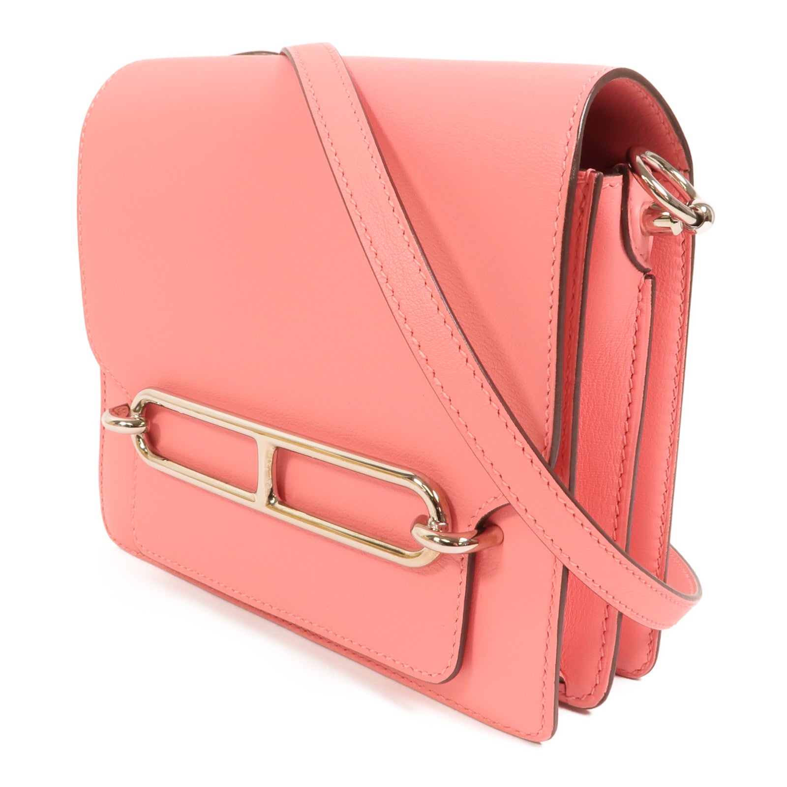 HERMES Evercolor皮革Mini Roulis銀扣肩背袋