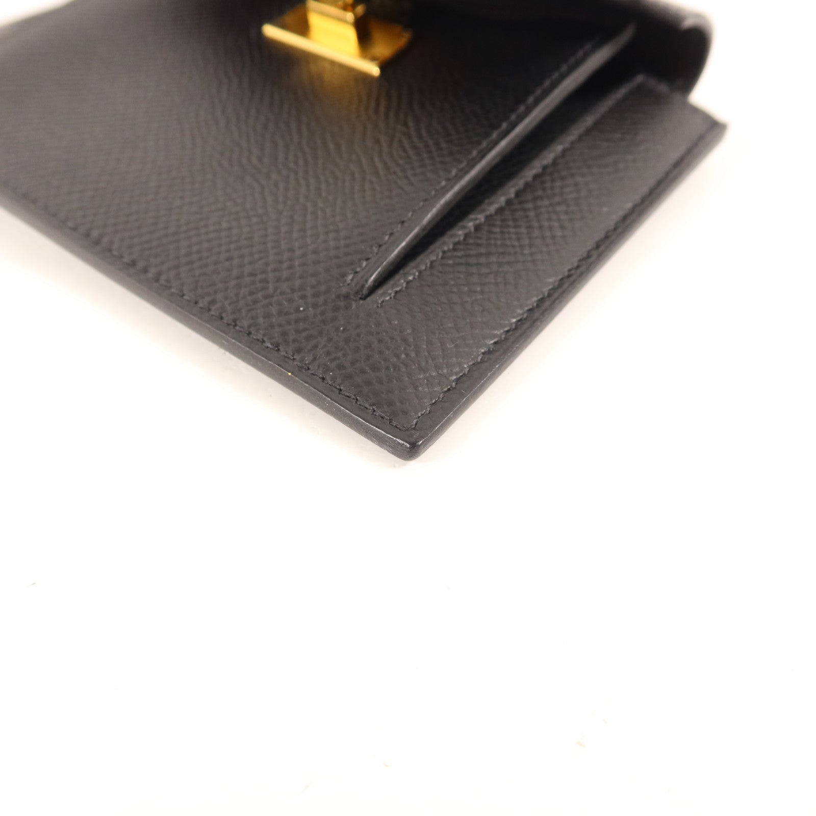 HERMES Epsom皮革Kelly Pocket Wallet金扣錢包Noir