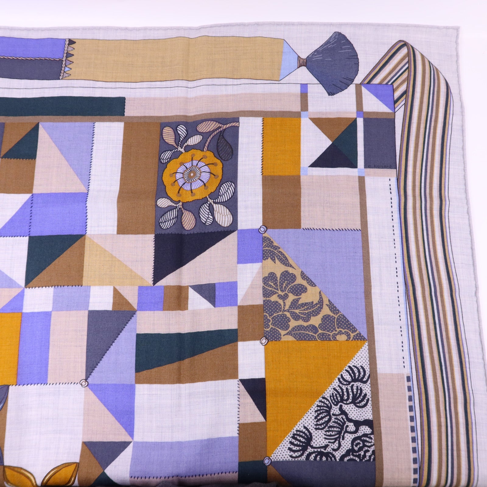 HERMES 絲質/羊絨Scarf 140X140絲巾