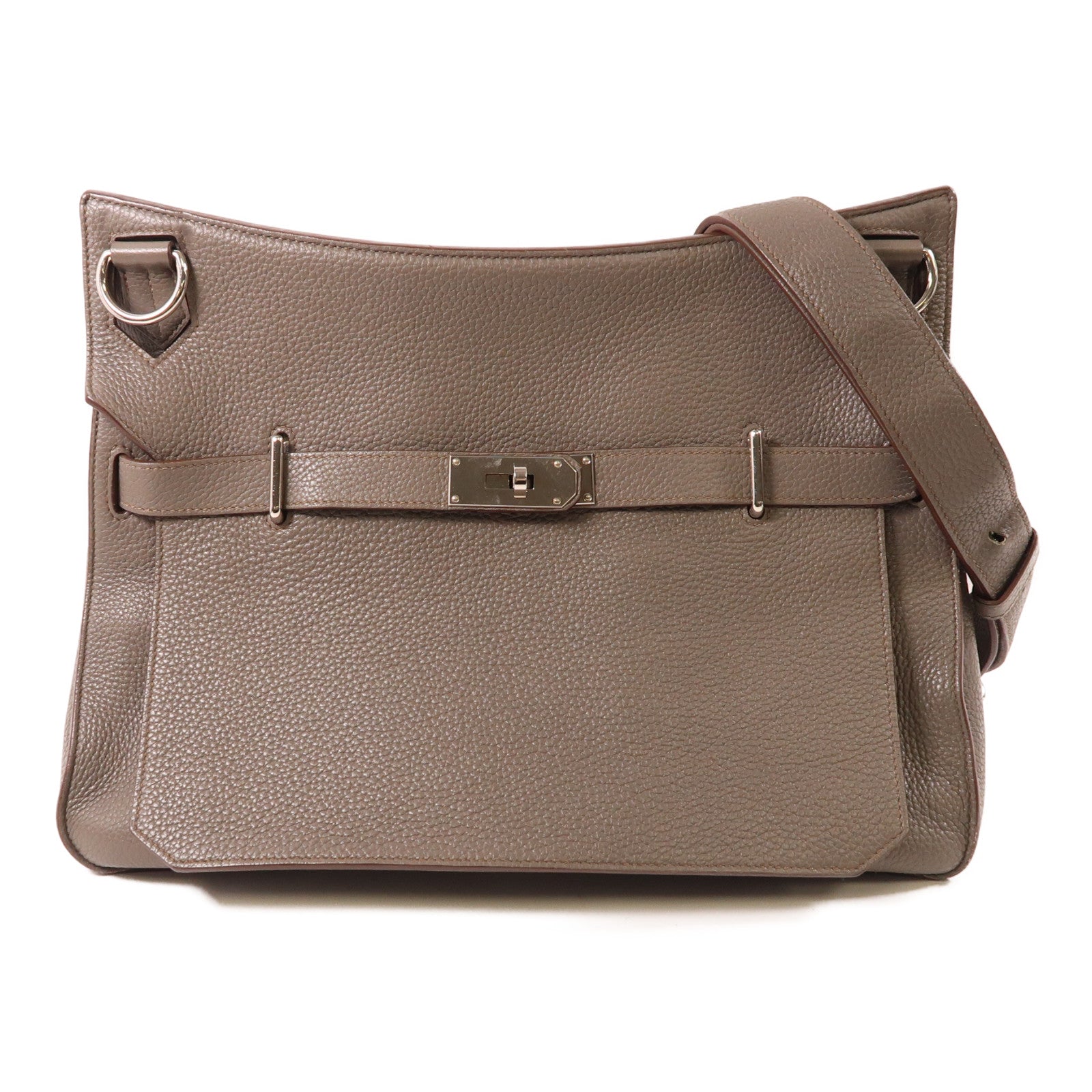 HERMES Clemence皮革Jypsiere 34銀扣肩背袋