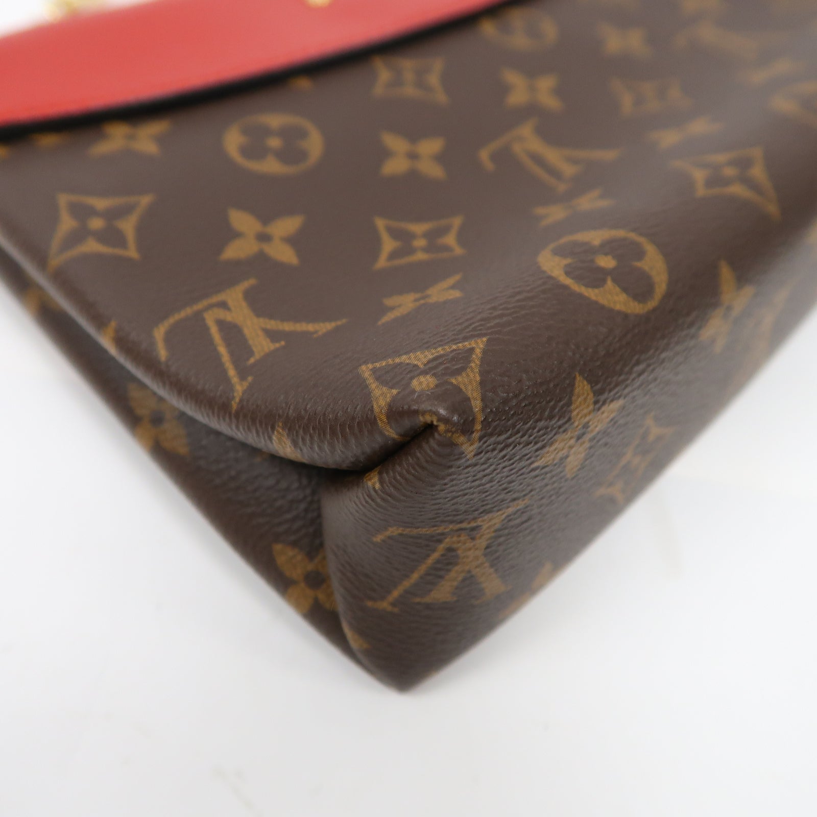 LOUIS VUITTON Monogram Saint Placide金扣鏈帶肩背袋啡色/紅色