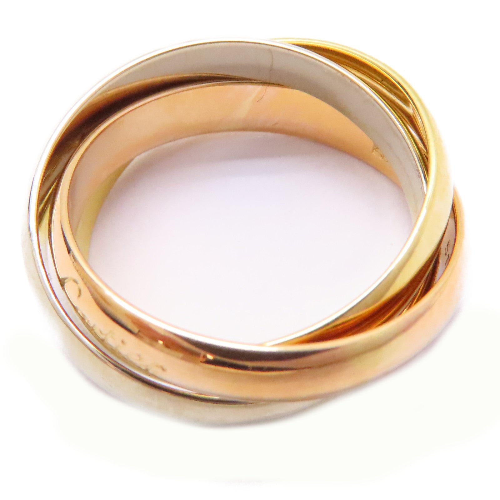 CARTIER 18K黃金/白金/玫瑰金Trinity Ring戒指US#5.75/Cartier#51