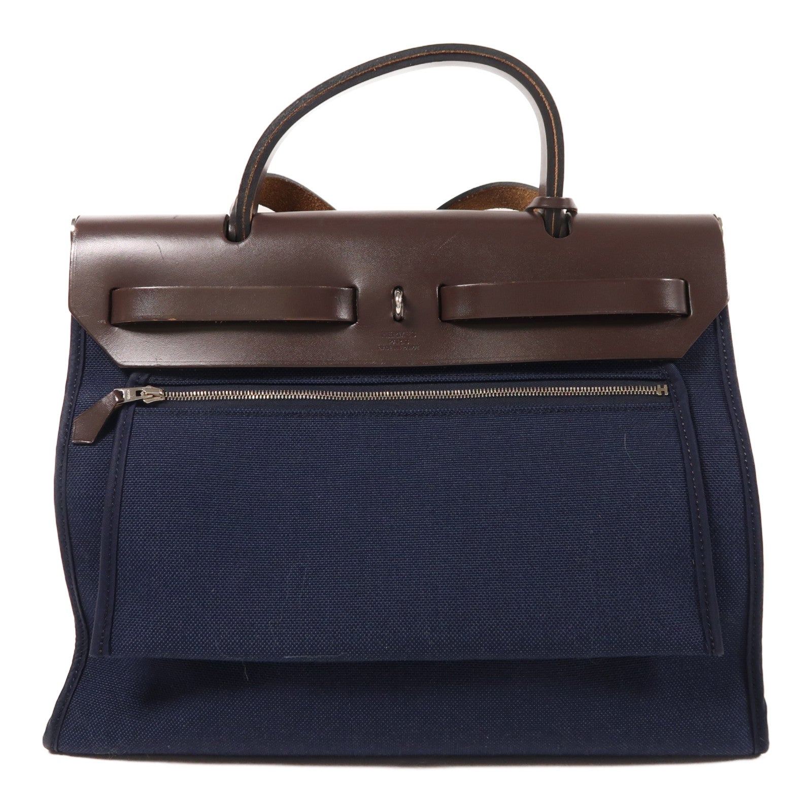 HERMES 帆布Herbag PM銀扣手挽肩背兩用袋