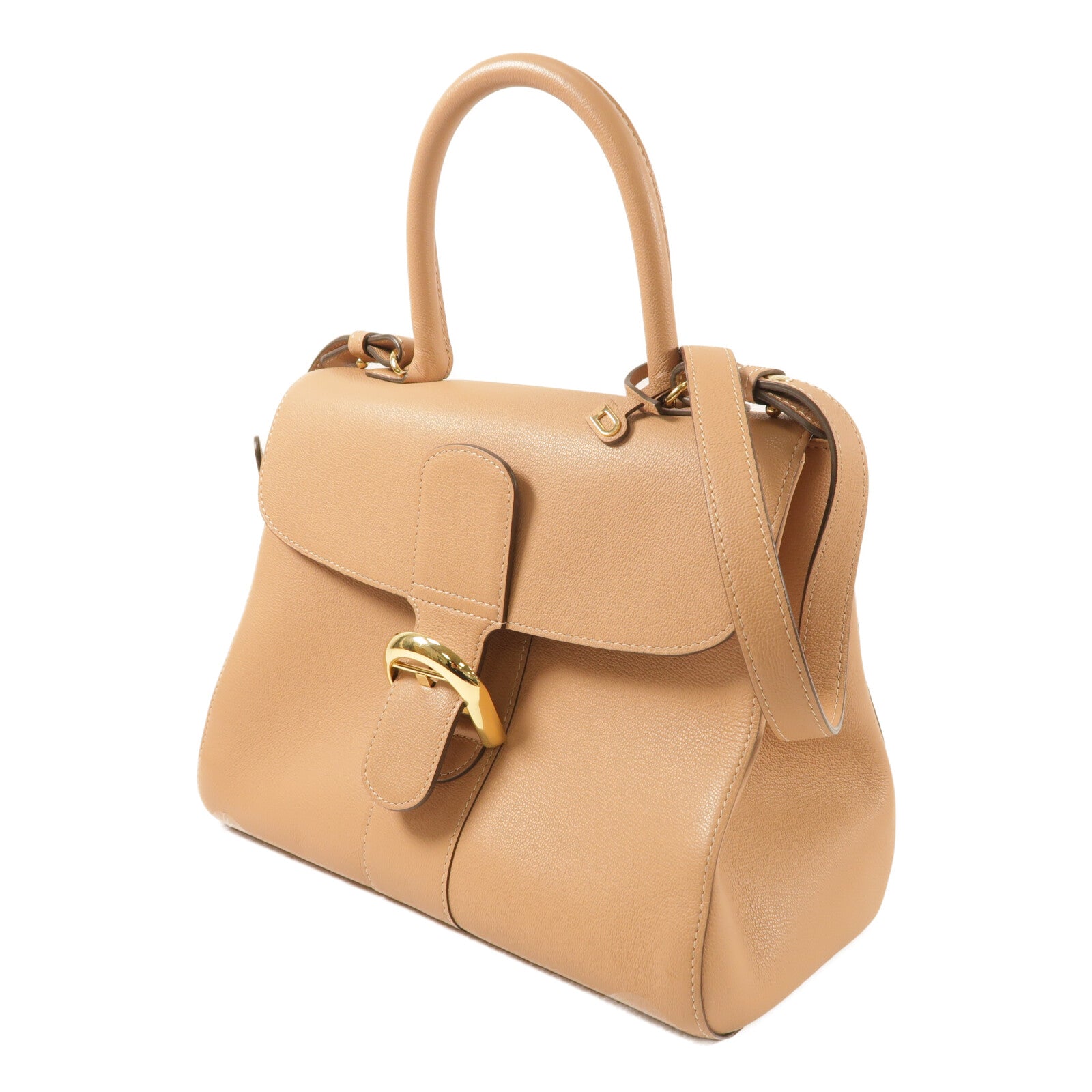 Delvaux 牛皮皮革Billant MM金扣手挽肩背兩用袋