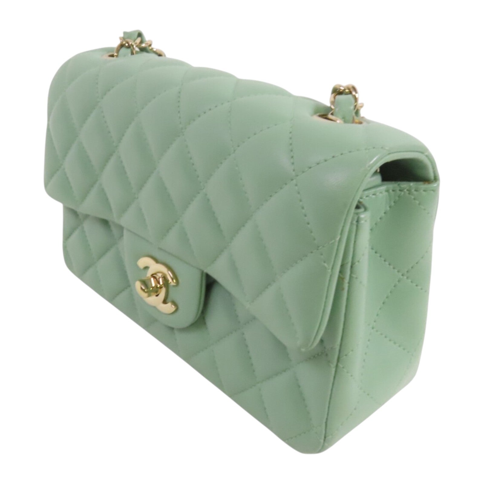 CHANEL 羊皮皮革Mini Classic 20金扣鏈帶肩背袋