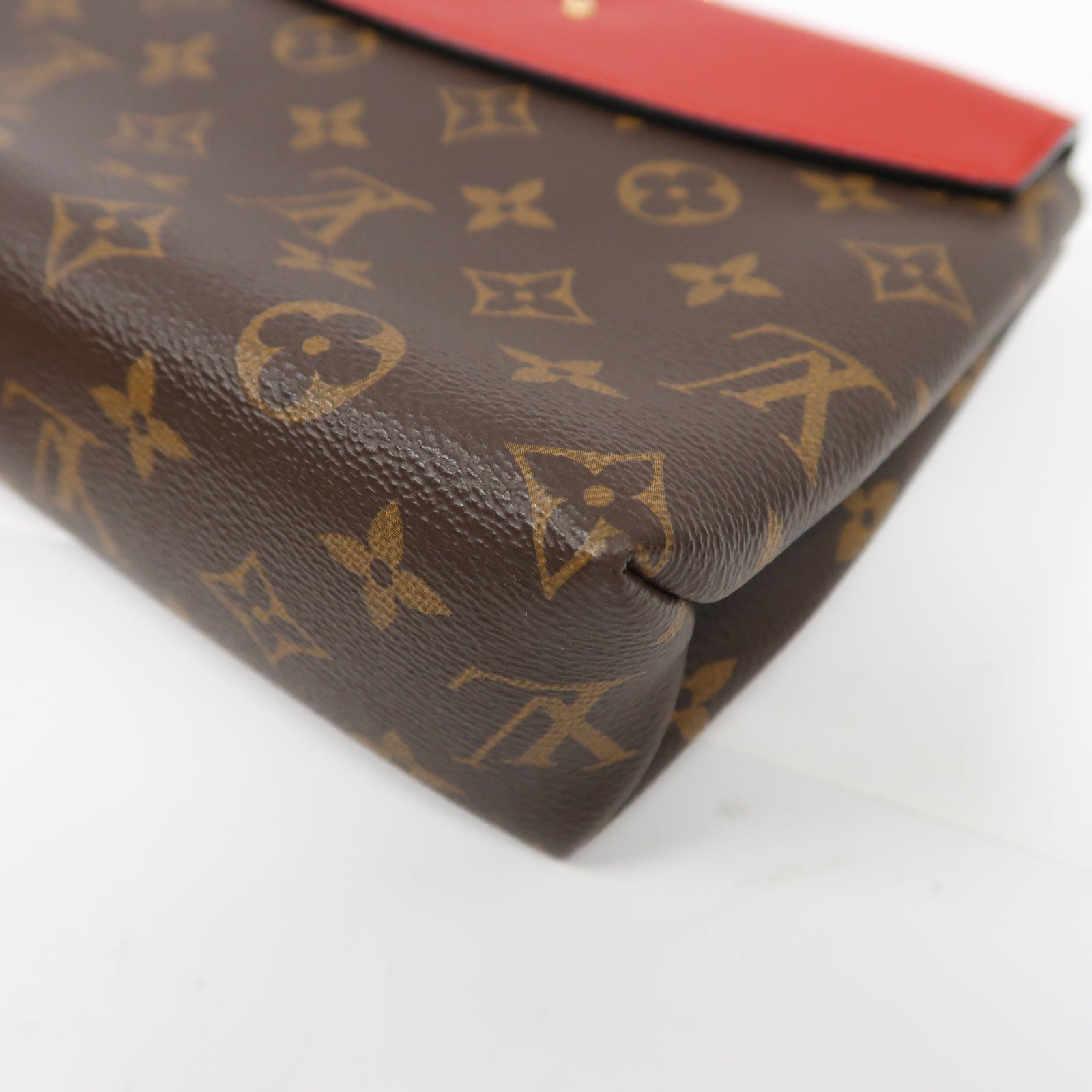 LOUIS VUITTON Monogram Saint Placide金扣鏈帶肩背袋啡色/紅色