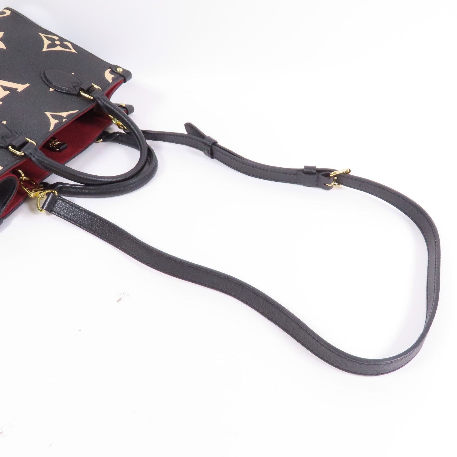 LOUIS VUITTON Monogram Empreinte On The Go PM金扣手挽肩背兩用袋黑色/米色