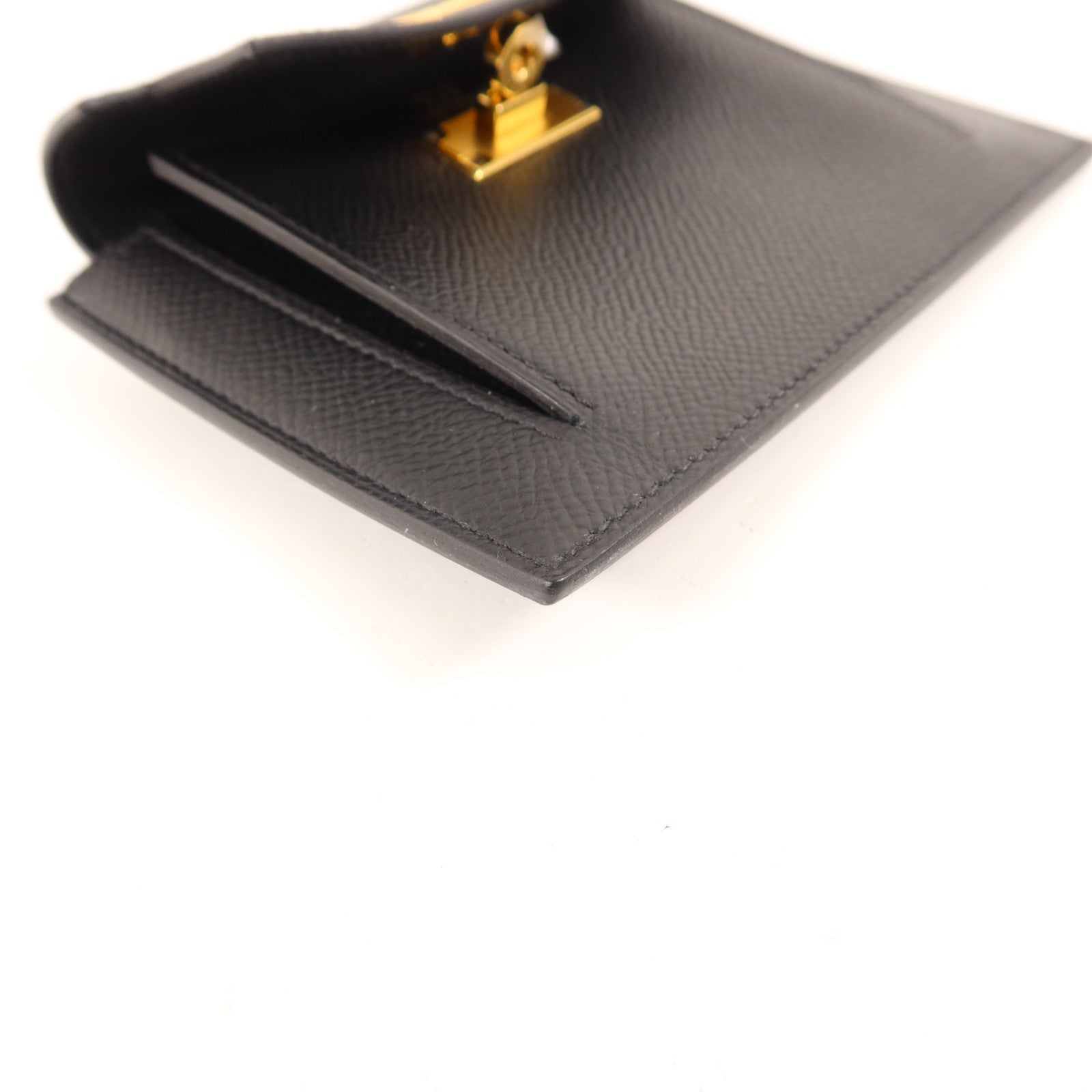 HERMES Epsom皮革Kelly Pocket Wallet金扣錢包Noir