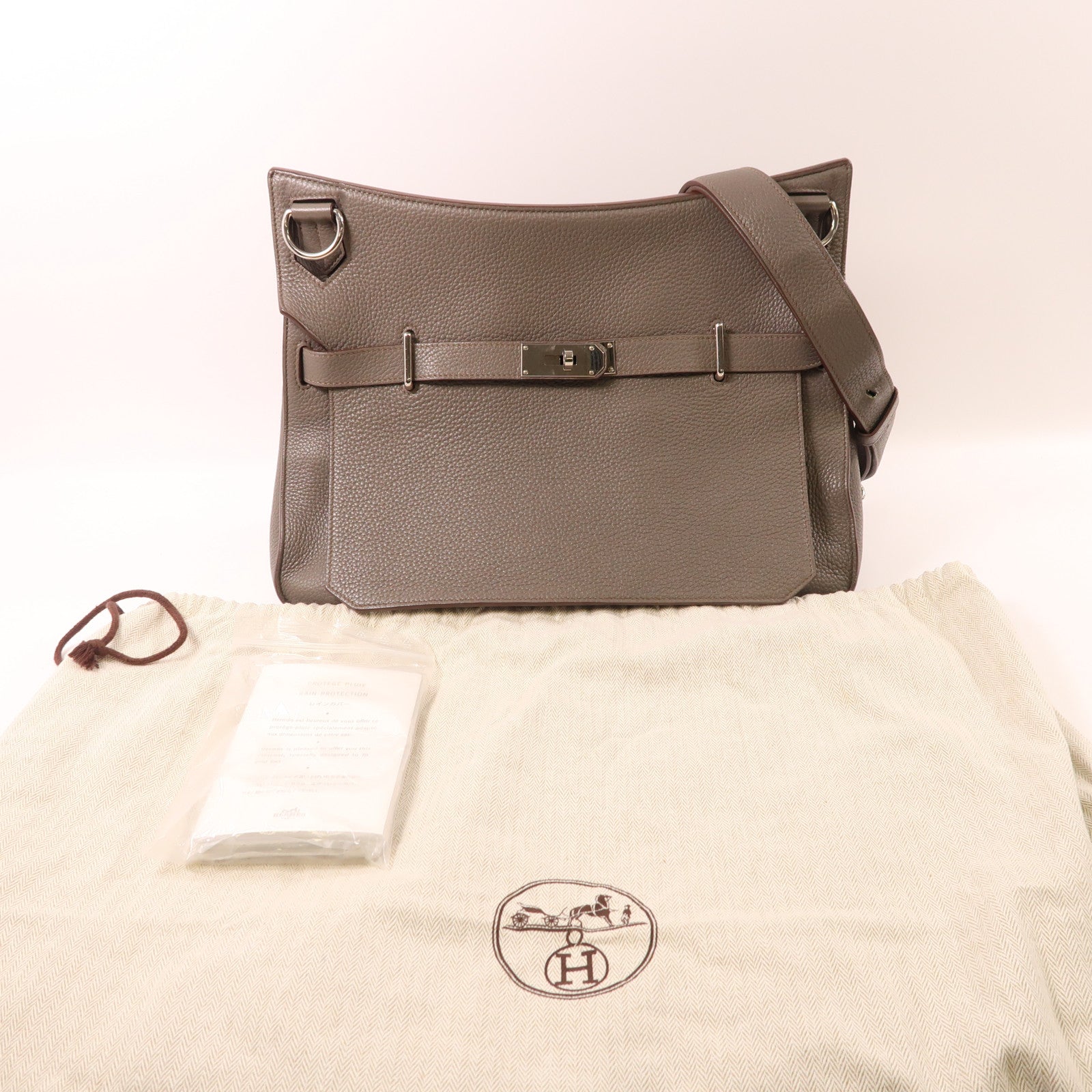 HERMES Clemence皮革Jypsiere 34銀扣肩背袋