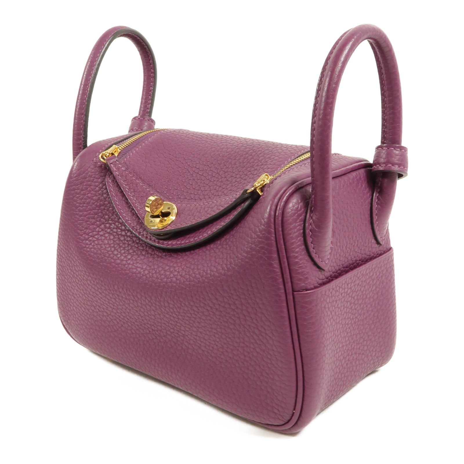 HERMES Clemence皮革Mini Lindy金扣手挽肩背兩用袋Anemone
