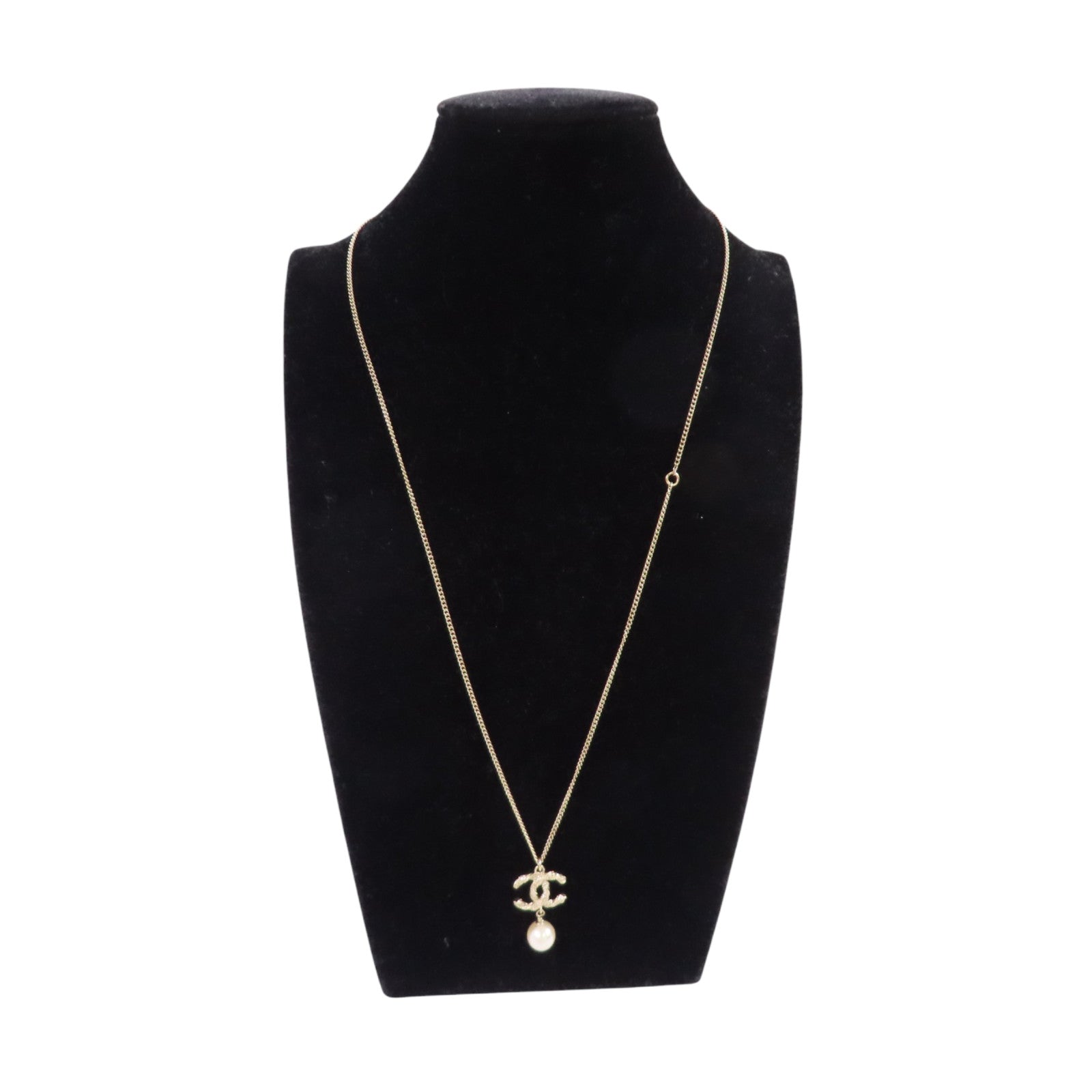 CHANEL CC Necklace A63047 Metal PVC Rhinestone