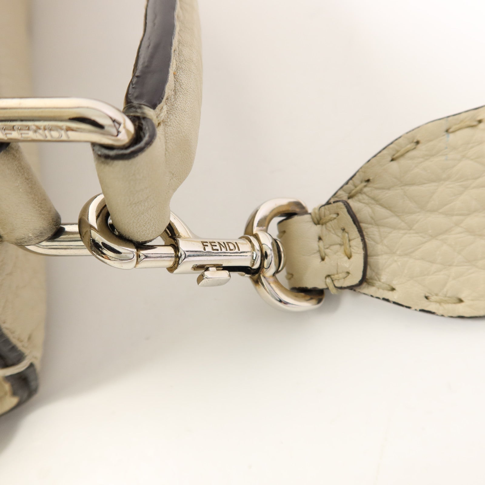 FENDI 牛皮/蛇皮皮革2 Way Shoulder Bag銀扣手挽肩背兩用袋