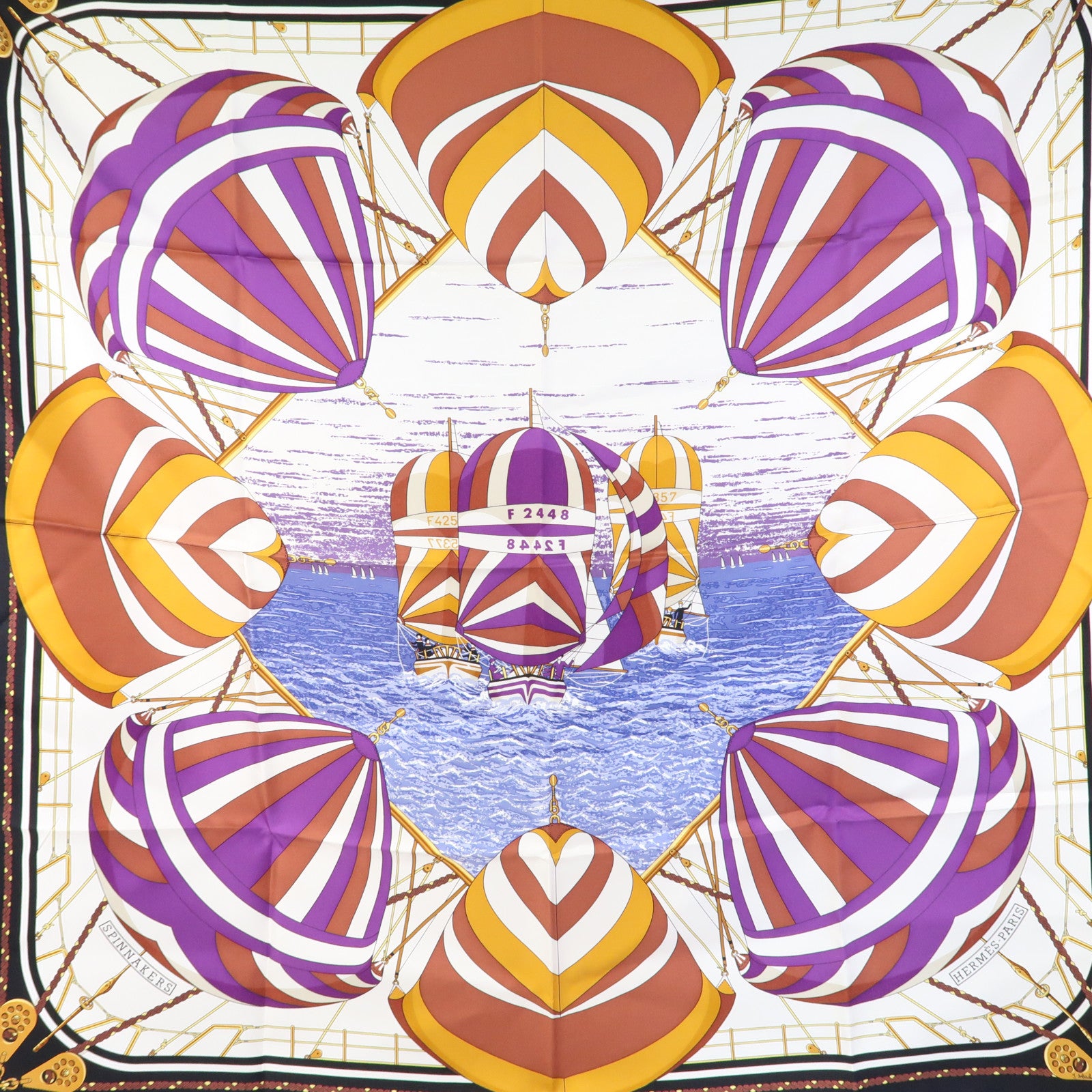 HERMES 絲質Scarf 90x90絲巾紫色/黑色