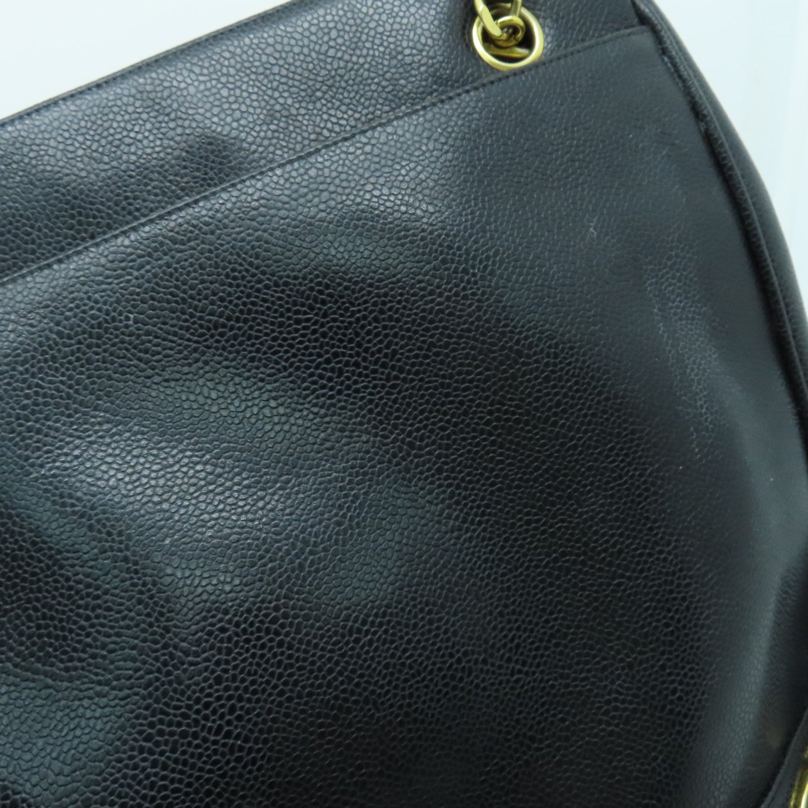 CHANEL cowhide leather Shoulder Bag gold buckle shoulder bag black