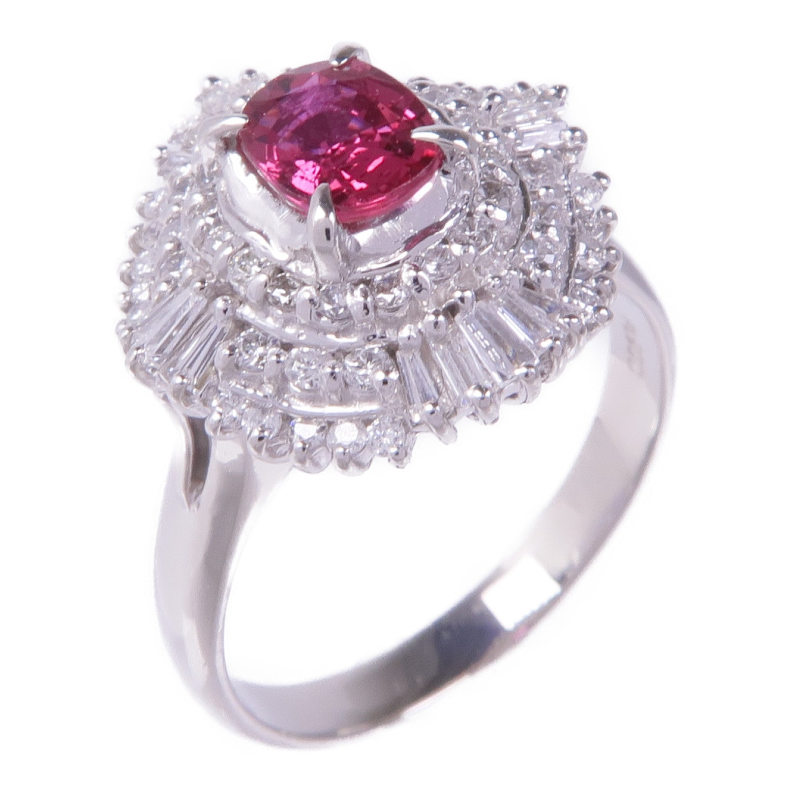 JEWELRY PT900鉑金Ruby Diamond Ring紅寶石/鑽石戒指US#5.5