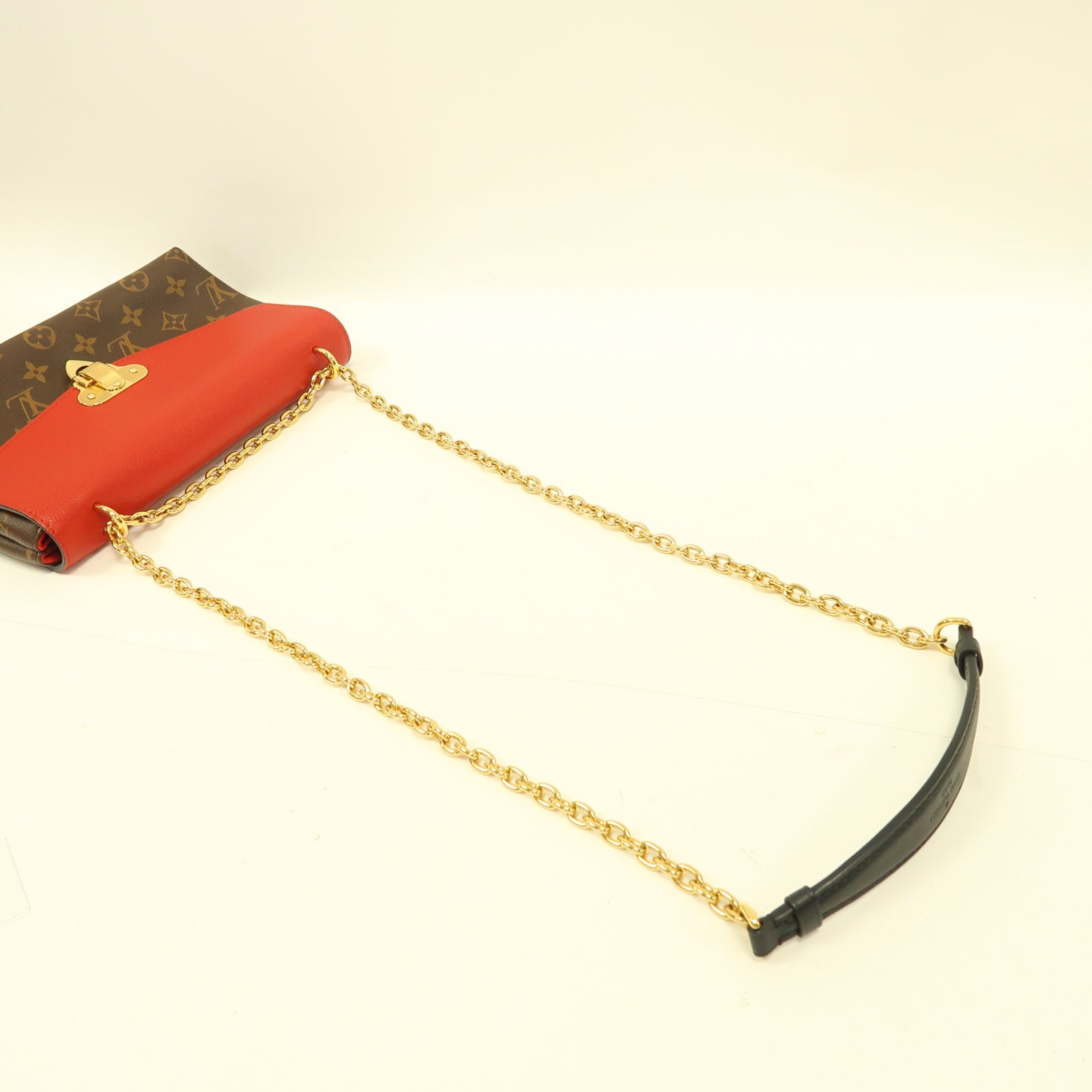 LOUIS VUITTON Monogram Saint Placide金扣鏈帶肩背袋啡色/紅色