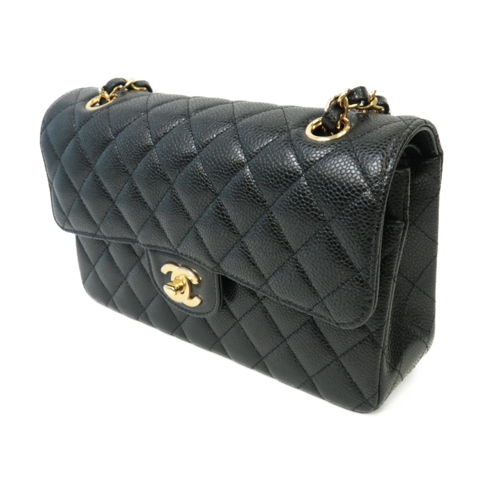 CHANEL Caviar皮革Classic 23金扣鏈帶肩背袋黒色