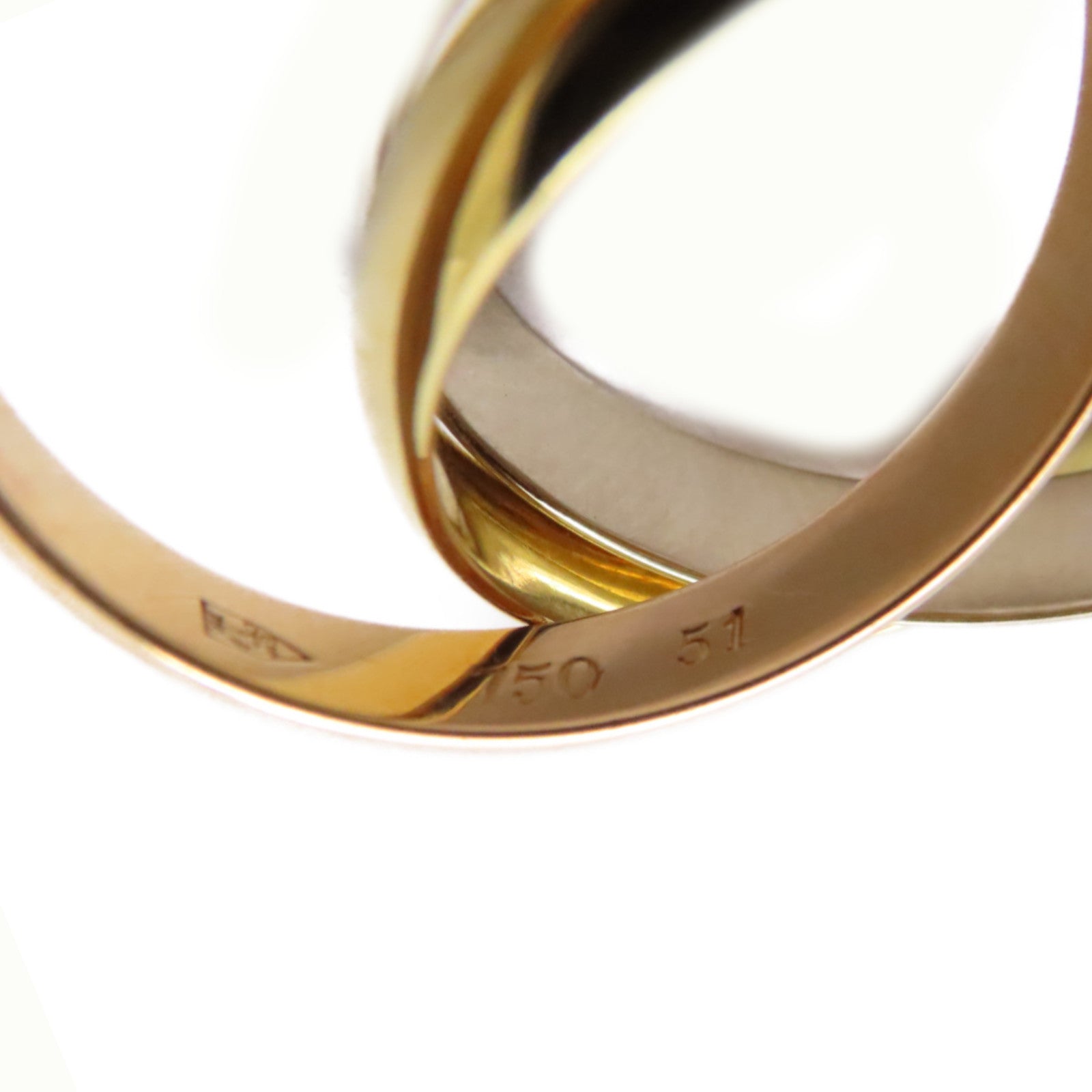 CARTIER 18K黃金/白金/玫瑰金Trinity Ring戒指US#5.75/Cartier#51