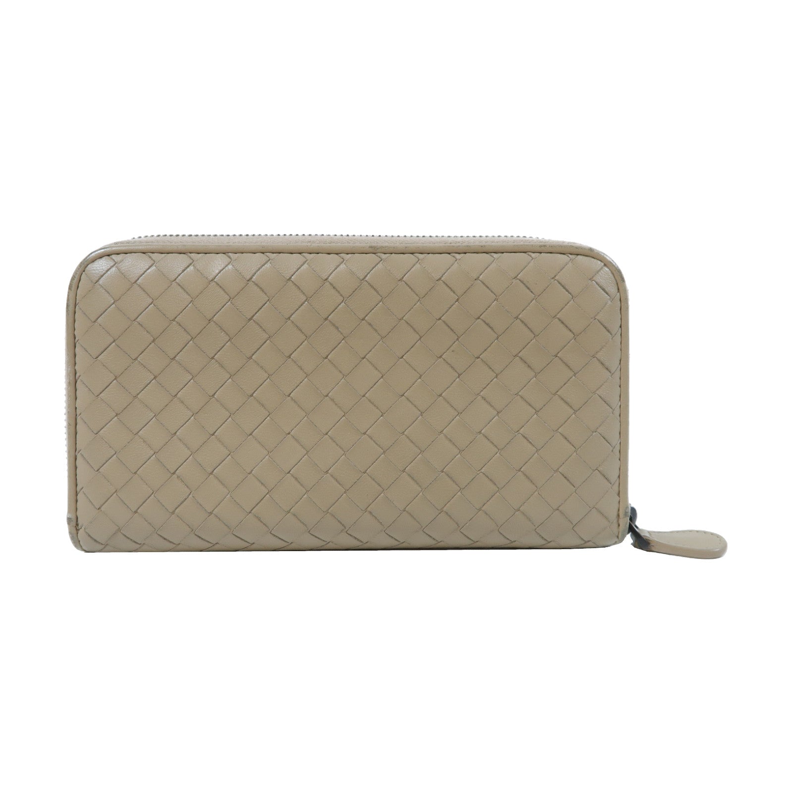 BOTTEGA VENETA 【激減優惠】織紋皮革Zipper Long Wallet拉鍊長錢包米色
