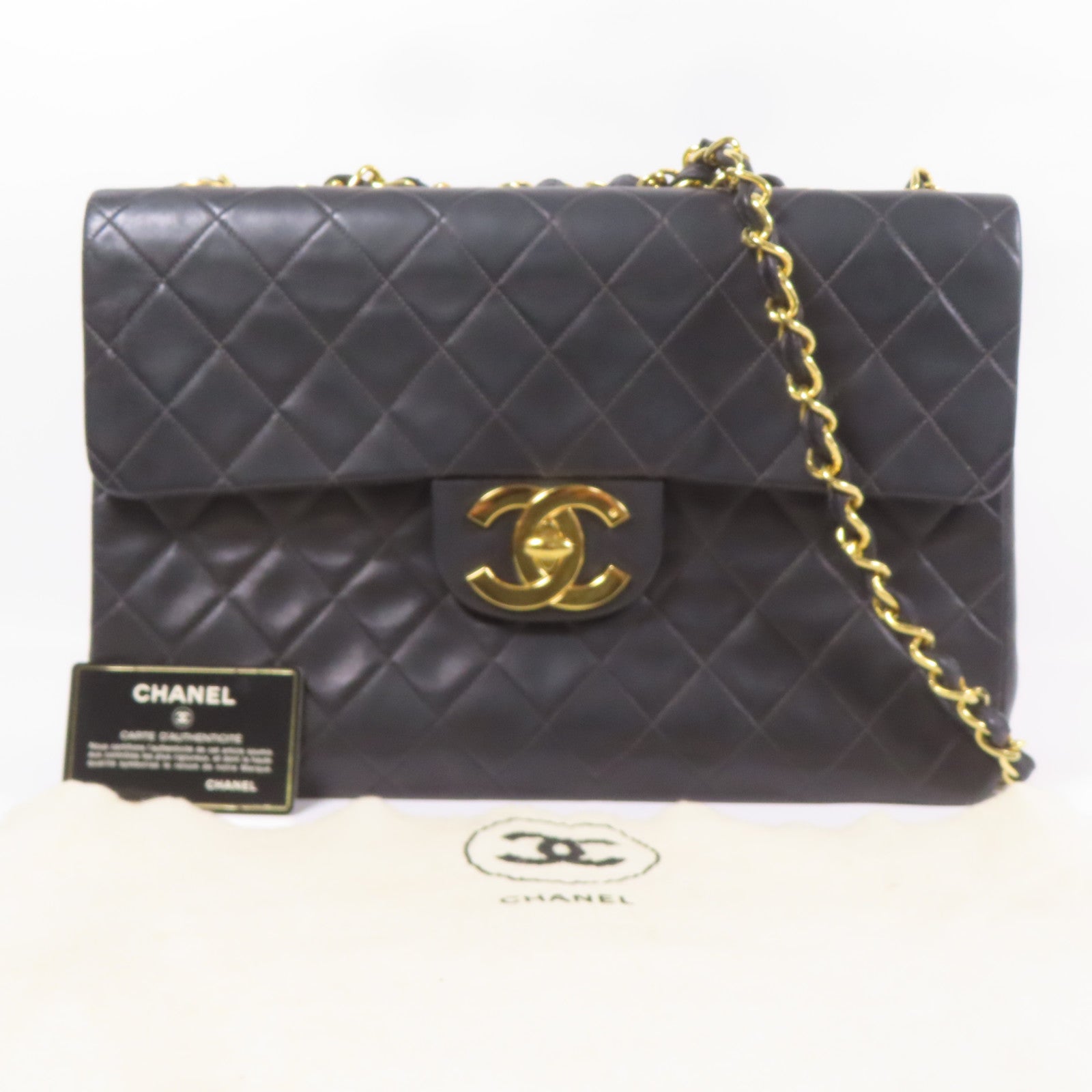 CHANEL 羊皮皮革Chain Shoulder金扣鏈帶肩背袋