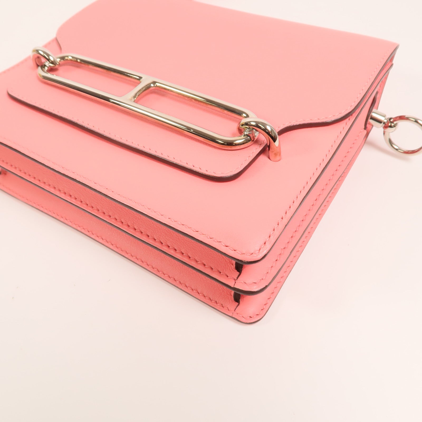 HERMES Evercolor皮革Mini Roulis銀扣肩背袋