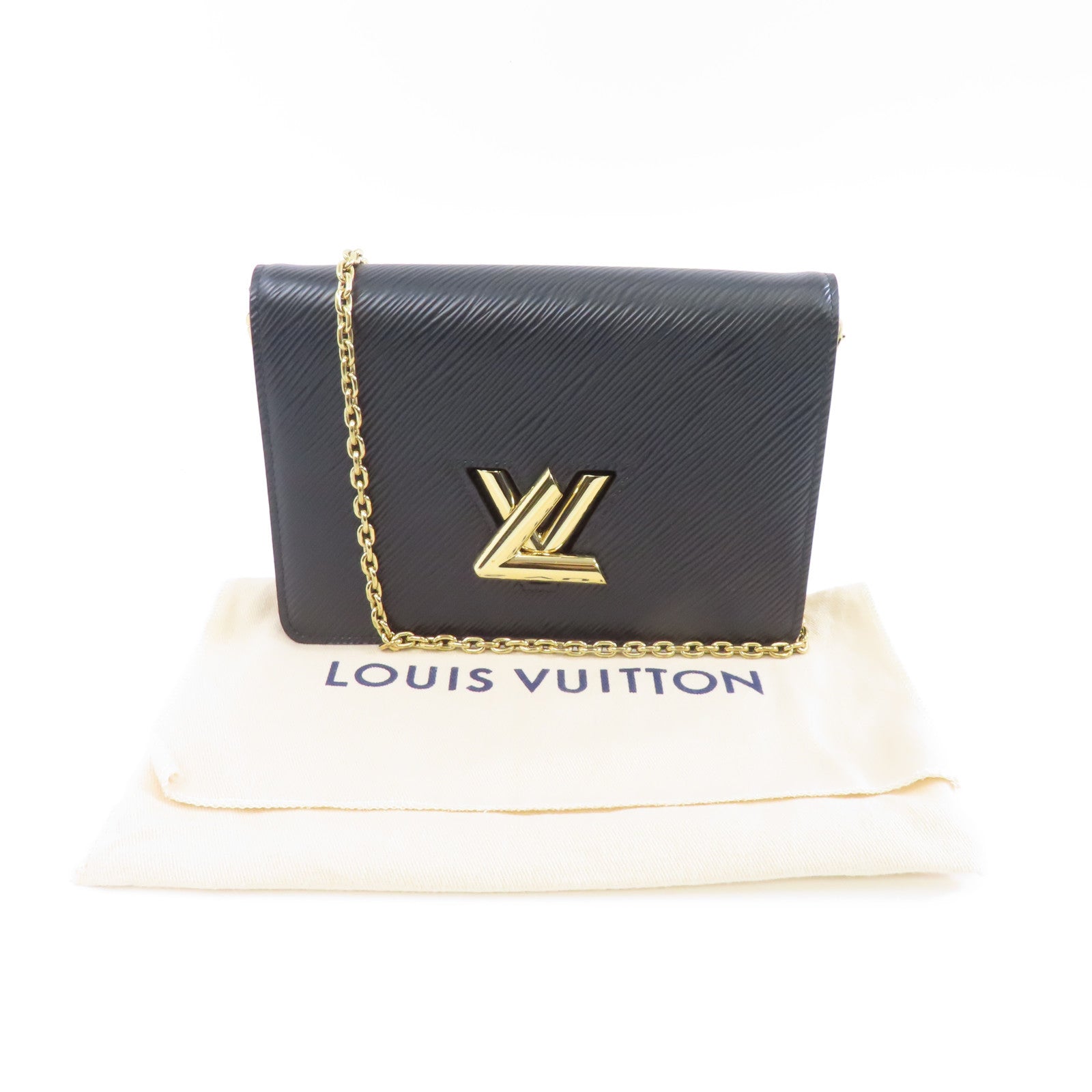 LOUIS VUITTON Epi Twist金扣鏈帶肩背袋黑色