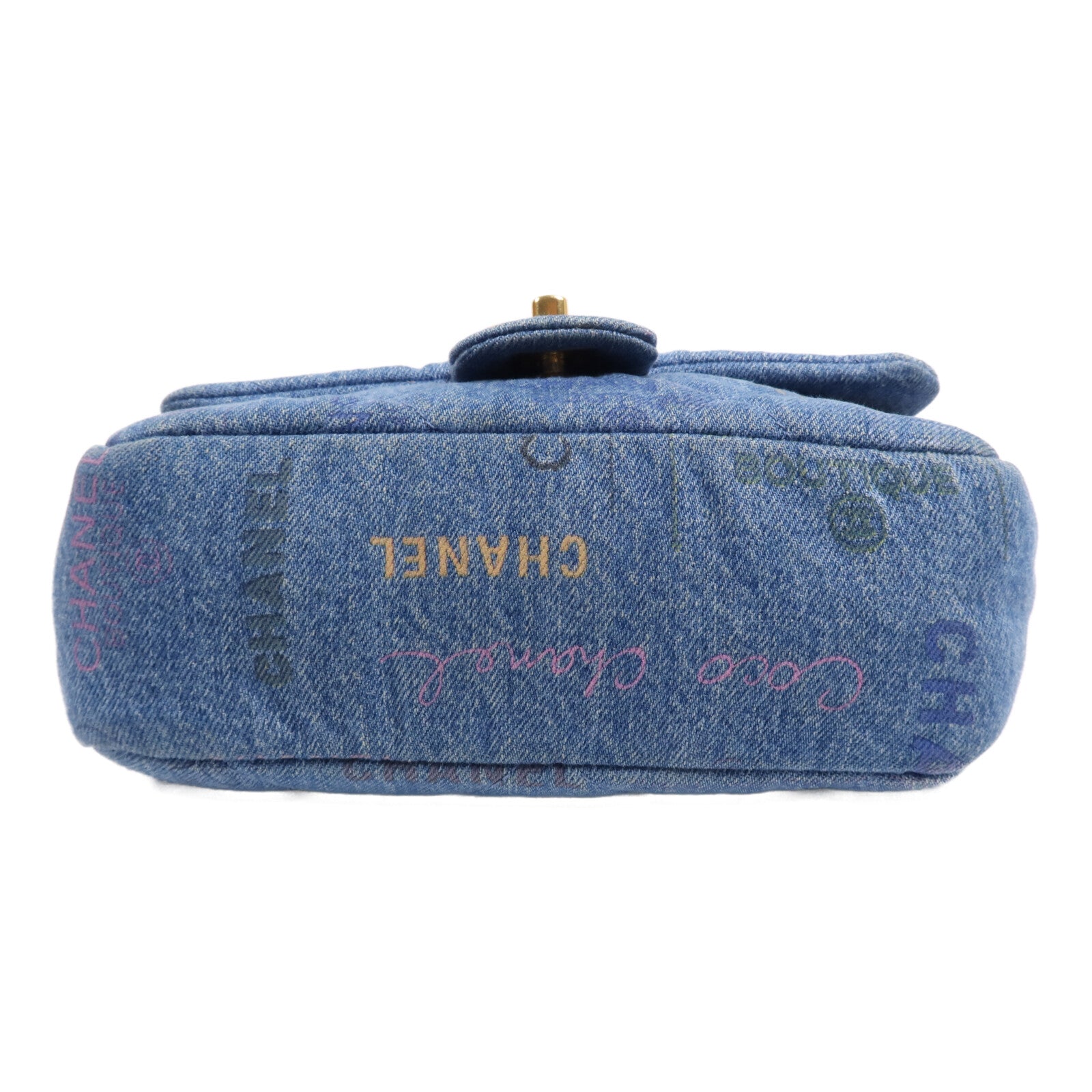 CHANEL 牛仔布Chain Shoulder Bag金扣鏈帶肩背袋